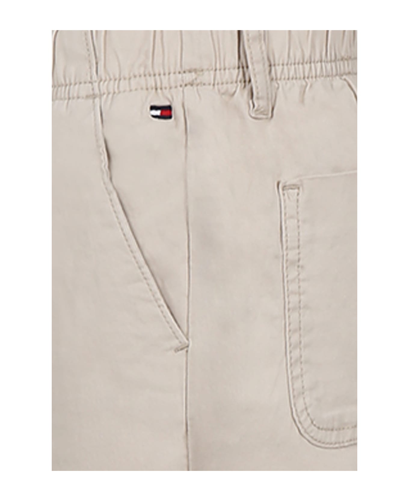 Tommy Hilfiger Beige Trousers For Boy With Logo - Beige