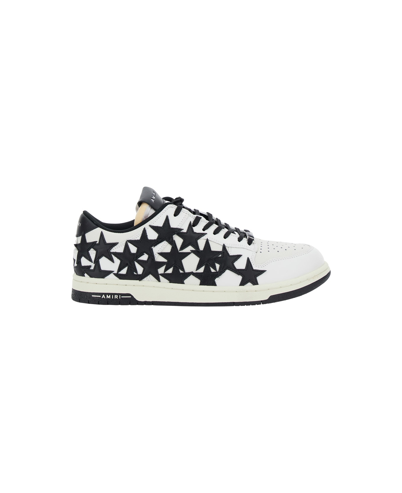 AMIRI Black And White Low Top Sneakers With Stars In Leather Man - White