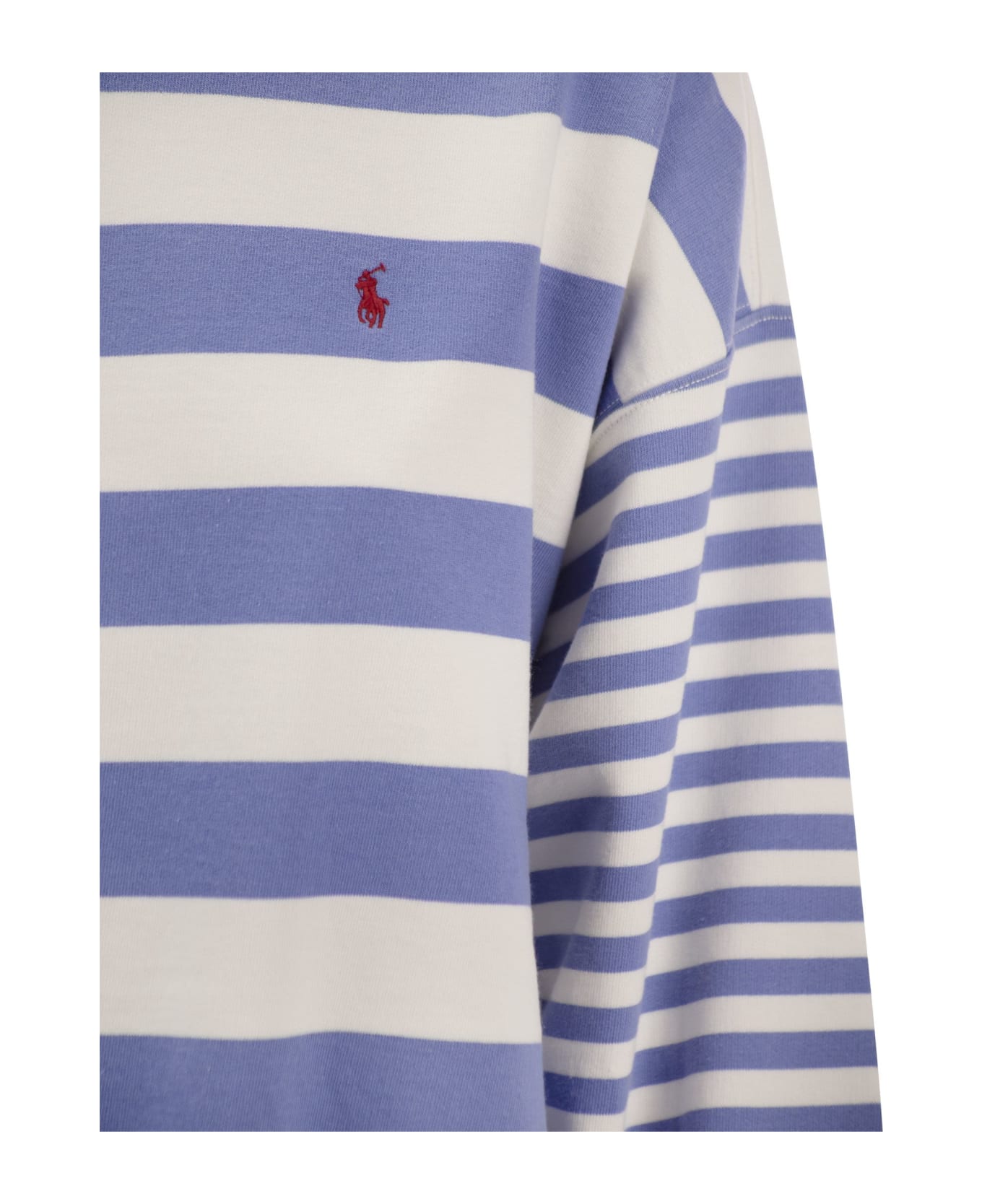 Polo Ralph Lauren Crew-neck Sweatshirt With Stripes - White/light Blue