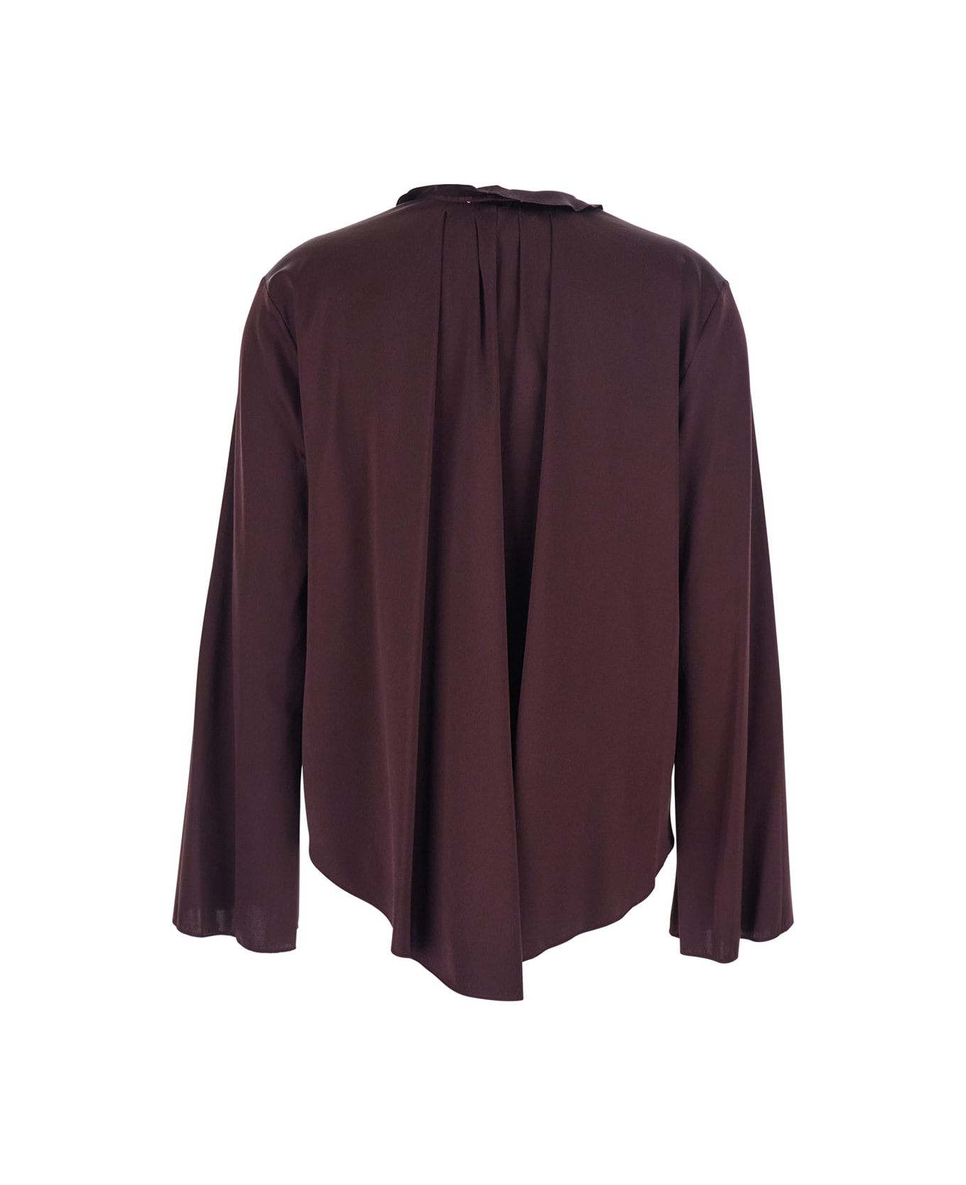 Forte_Forte Bordeaux Blouse With Drawstring At The Neck In Silk Blend Woman - Bordeaux