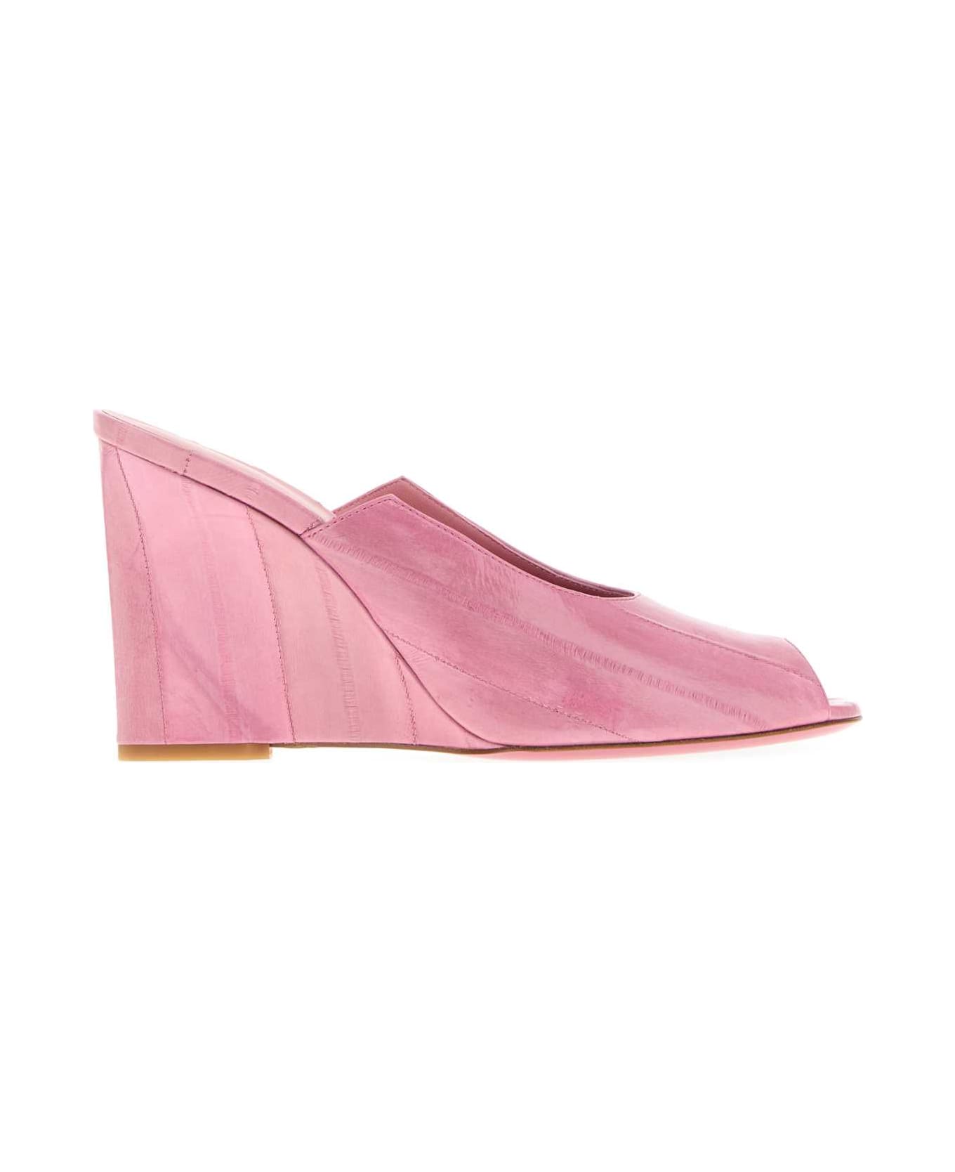 Fendi Pink Leather Arco Wedges - INDIAN PINK