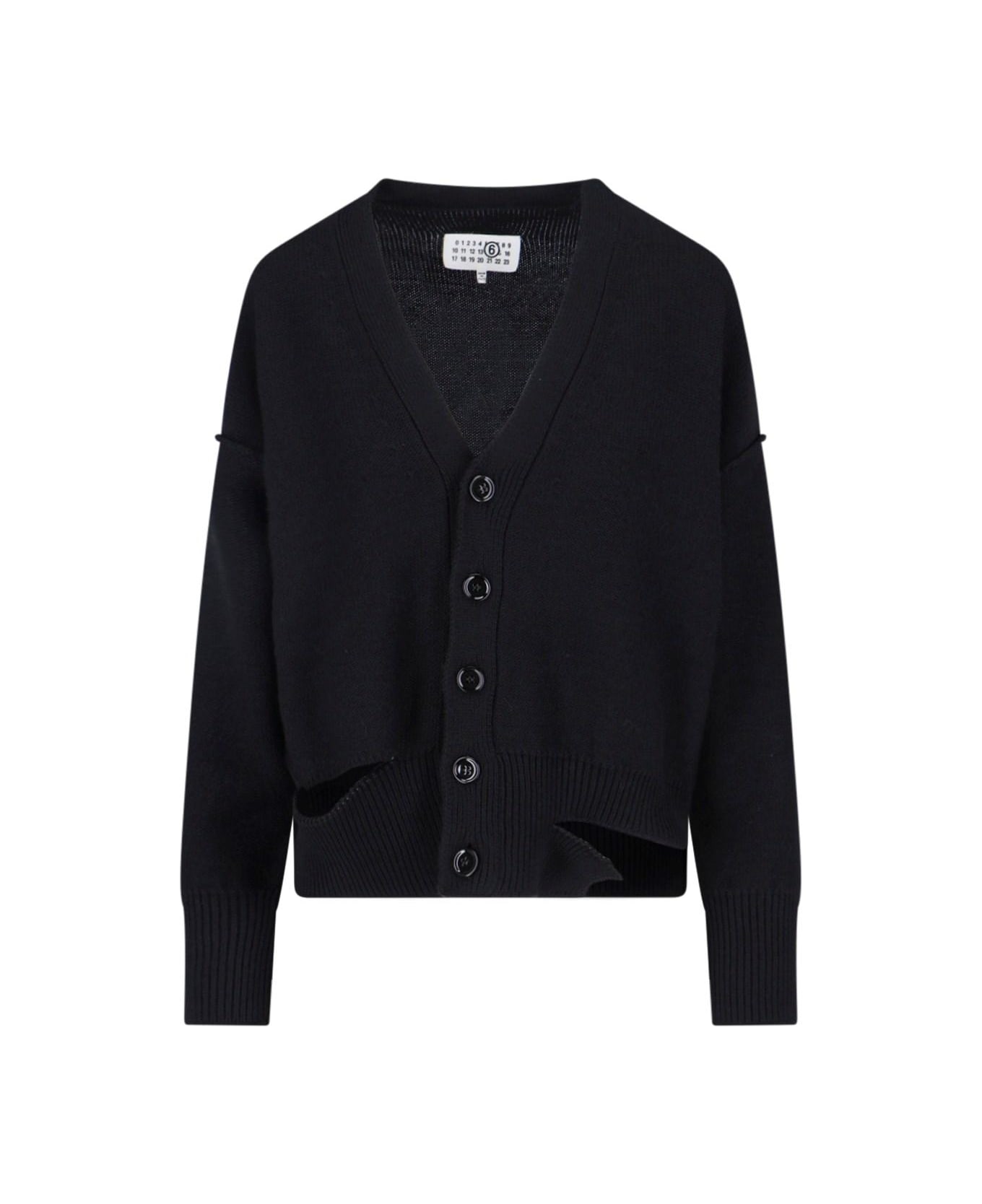 MM6 Maison Margiela Destroyed Cardigan - Black