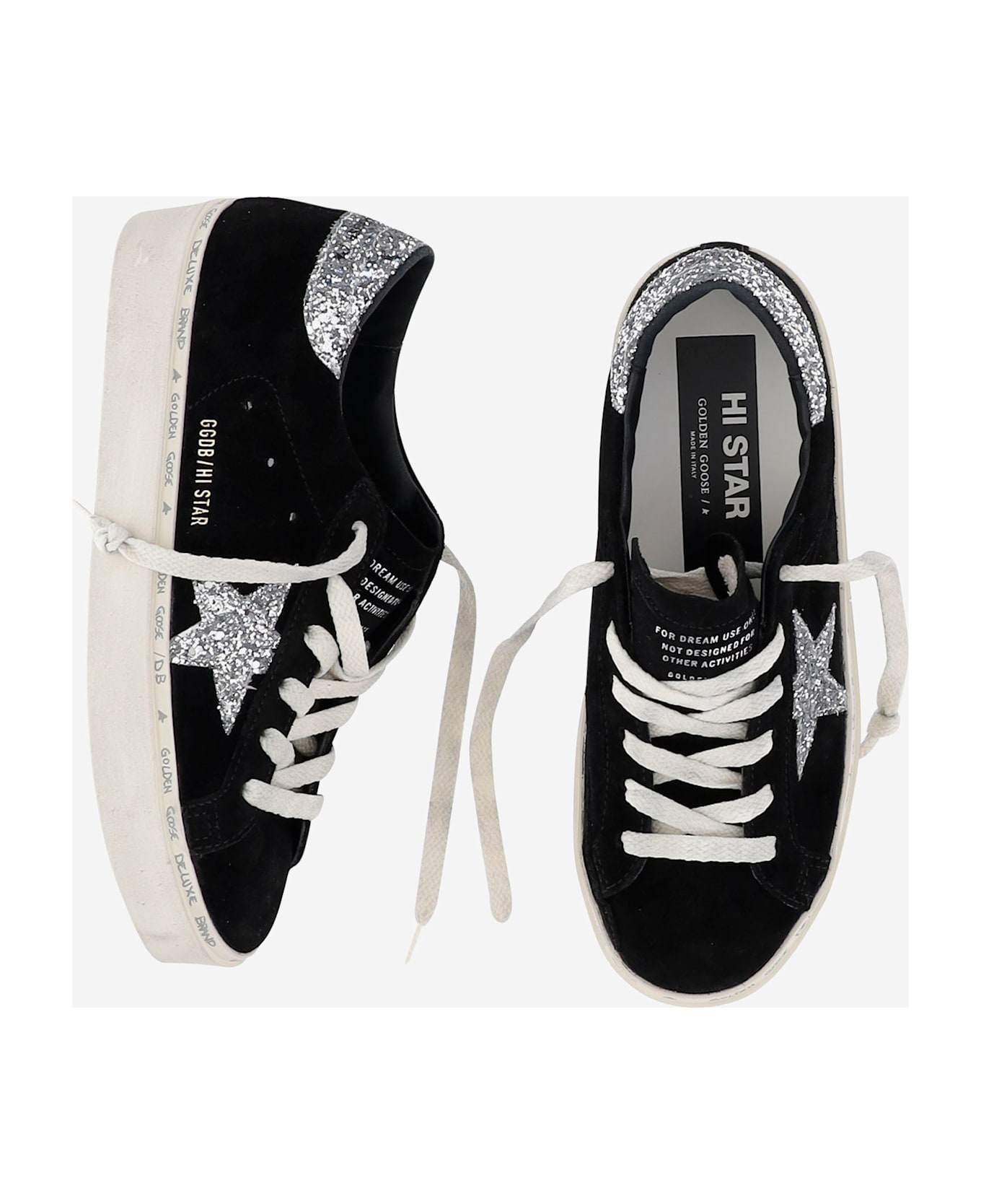 Golden Goose Black Leather Hi Star Sneakers - Red