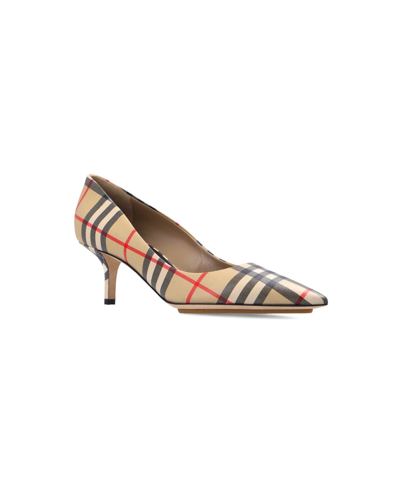 Burberry Checked Stiletto Pumps - Beige