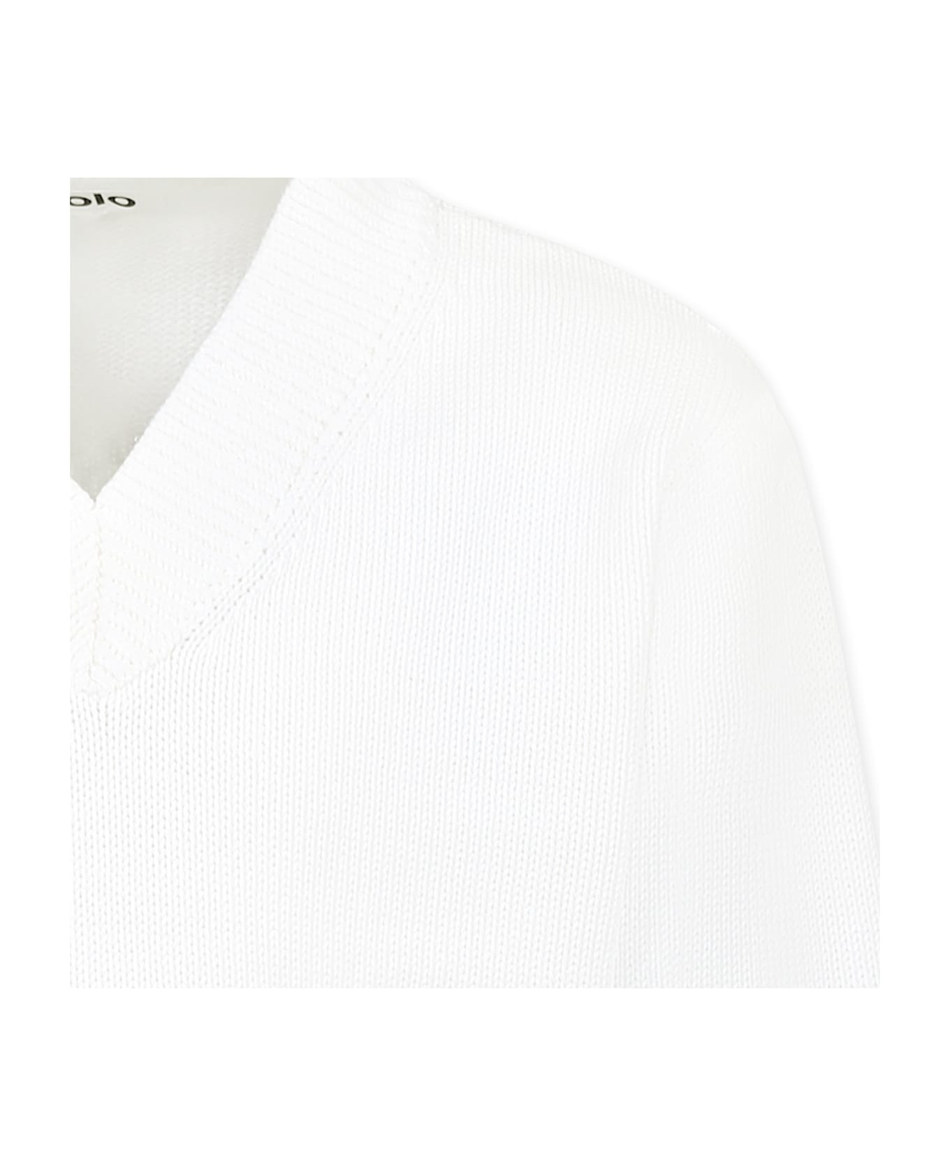 Molo White Sweater For Girl - White