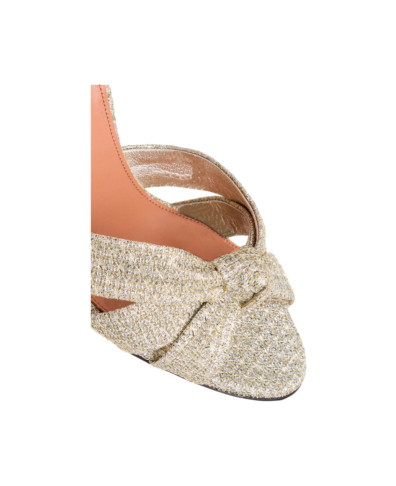 Aquazzura 
nina
 Metallic Sandals With Open Toe And High Block Heel In Tweed Woman - Metallic