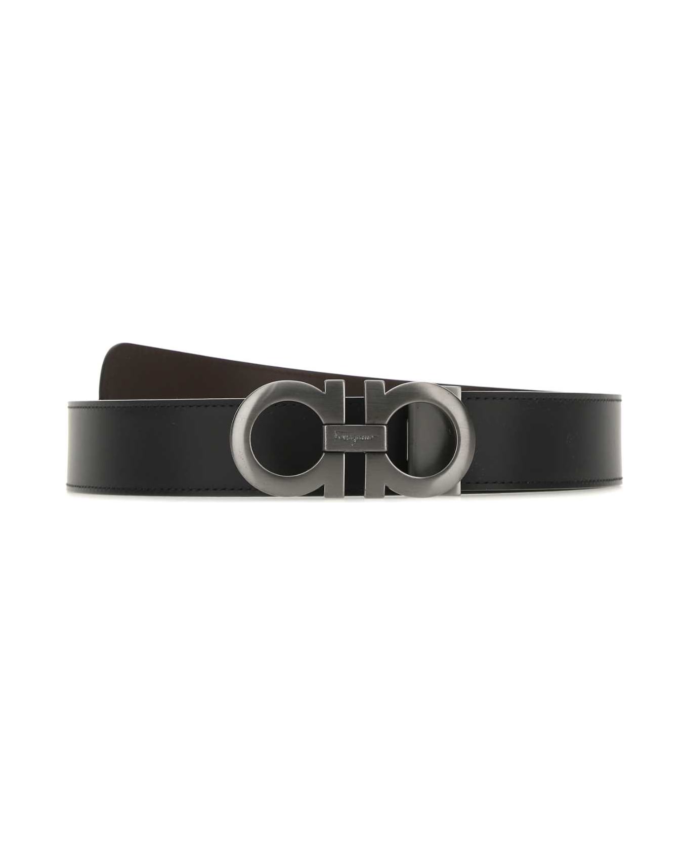 Ferragamo Black Leather Reversible Belt - NERHIC