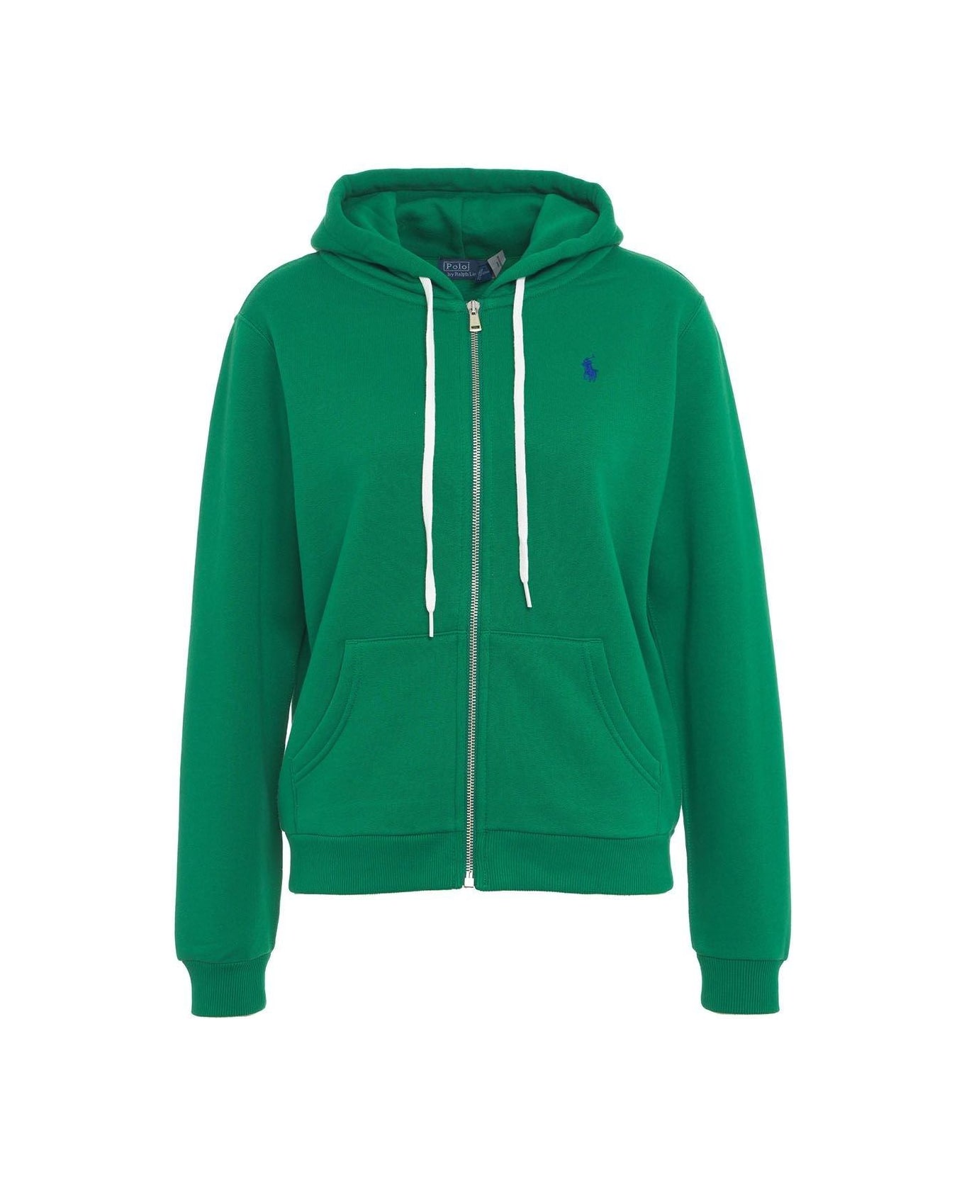 Polo Ralph Lauren Logo Embroidered Zipped Hoodie - Verde