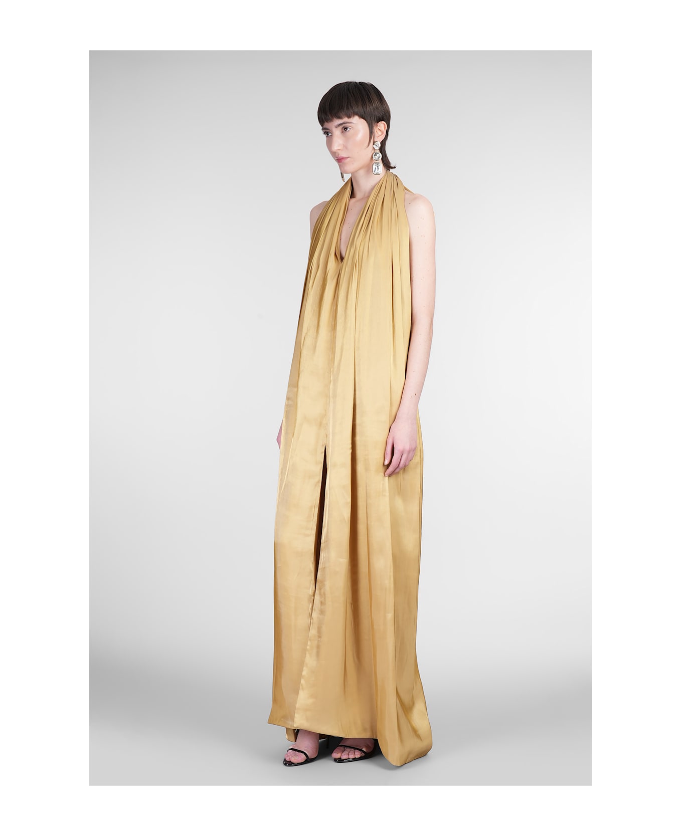 Rhea Costa Gigi Dress Long Dress In Gold Polyester - gold