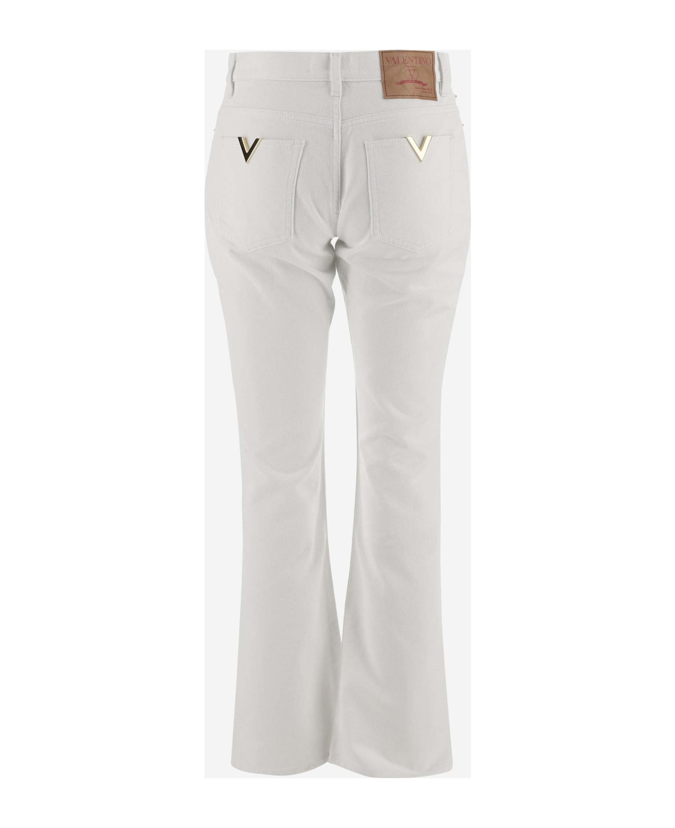 Valentino Cotton Denim Jeans With Vlogo - White