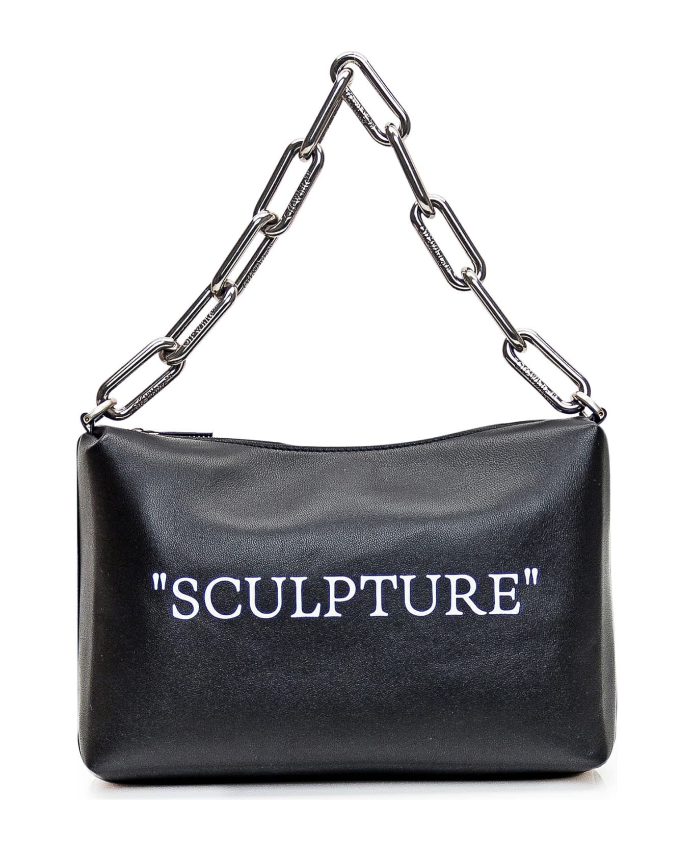 Off-White Pouch With Writing - BLACK SILVER