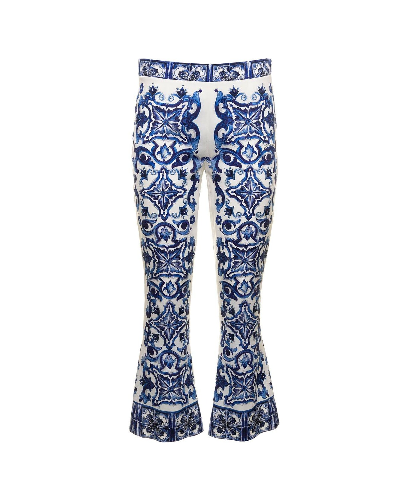 Dolce & Gabbana Majolica Printed Flared Pants - BLU