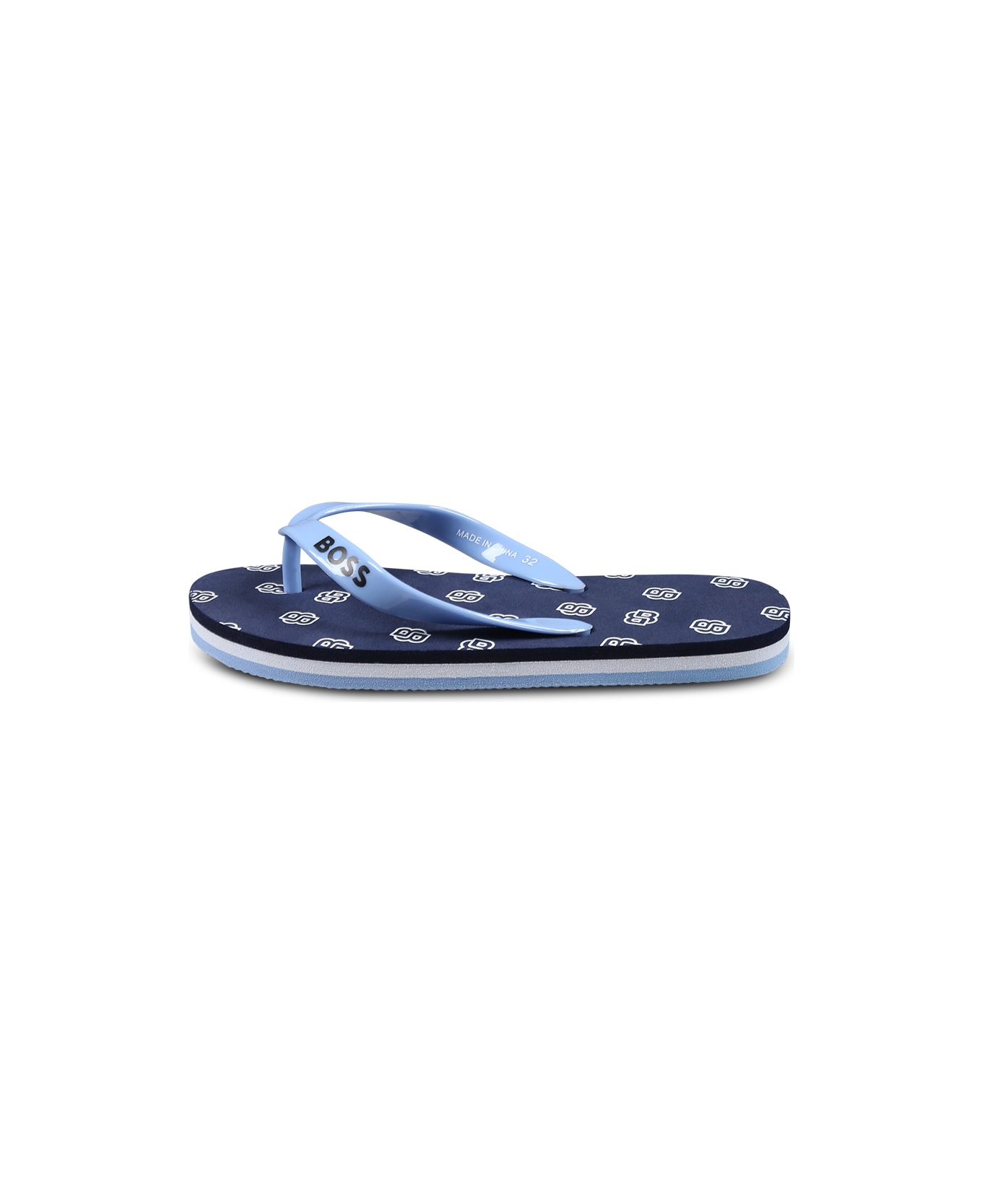Hugo Boss Blue Flip-flops For Boy With Logo - Blue