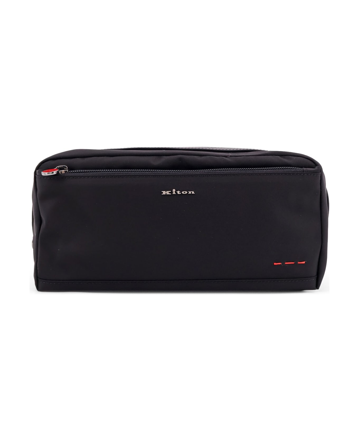 Kiton Nylon Beauty Case With Frontal Logo - Black