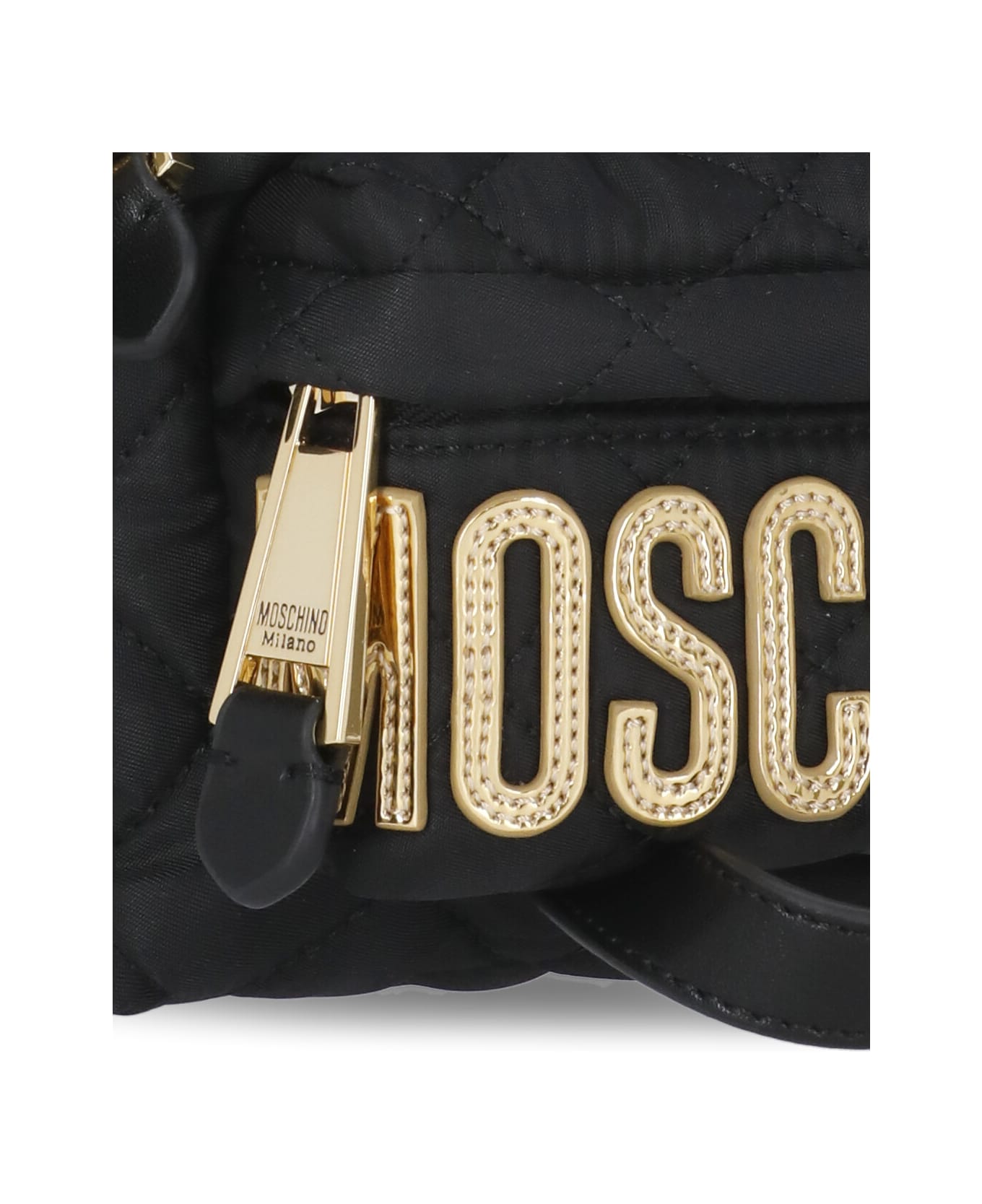 Moschino Mini Quilted Backpack With Logo - Black