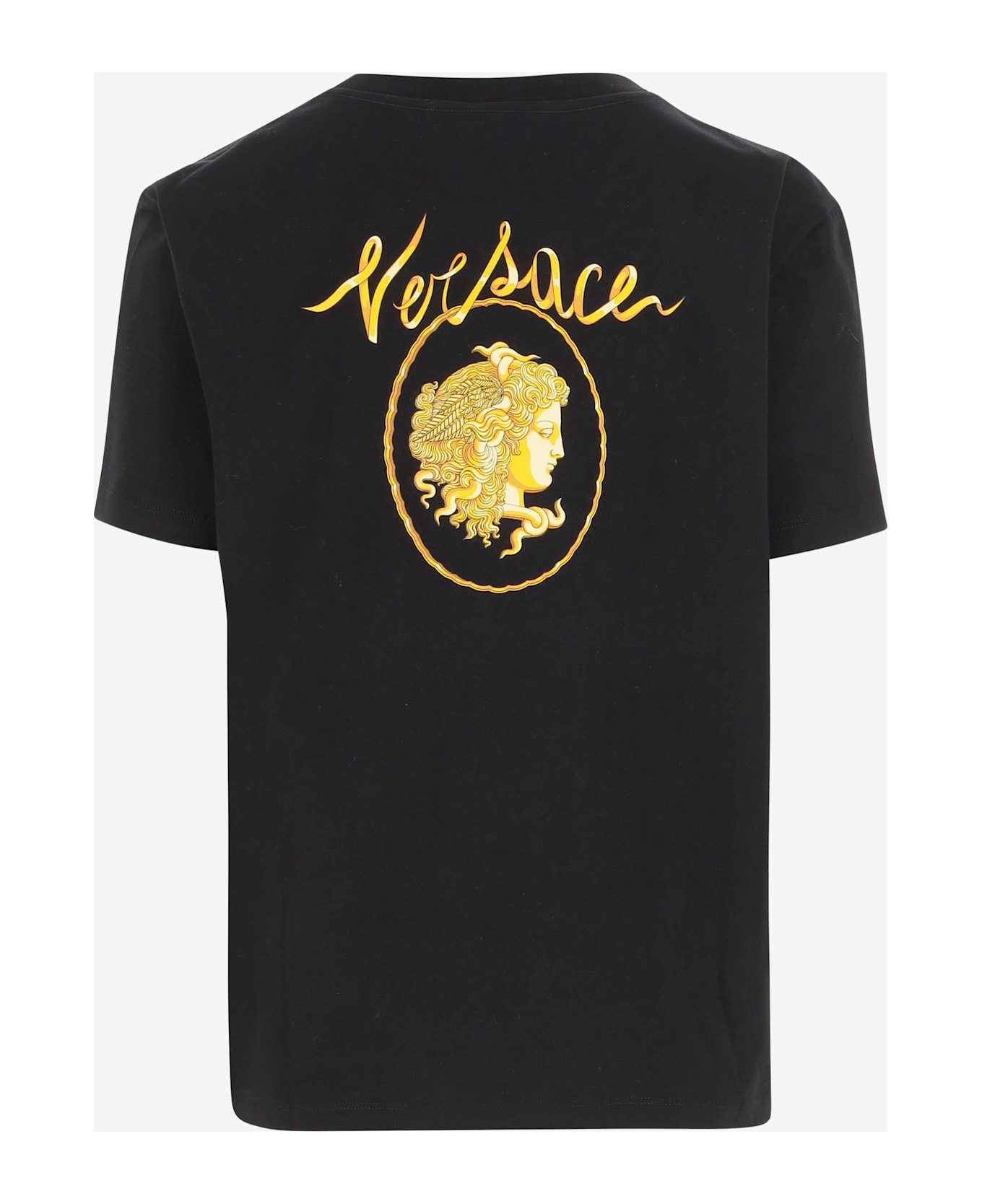 Versace Cotton T-shirt Co N Logo Cameo - Black Tシャツ