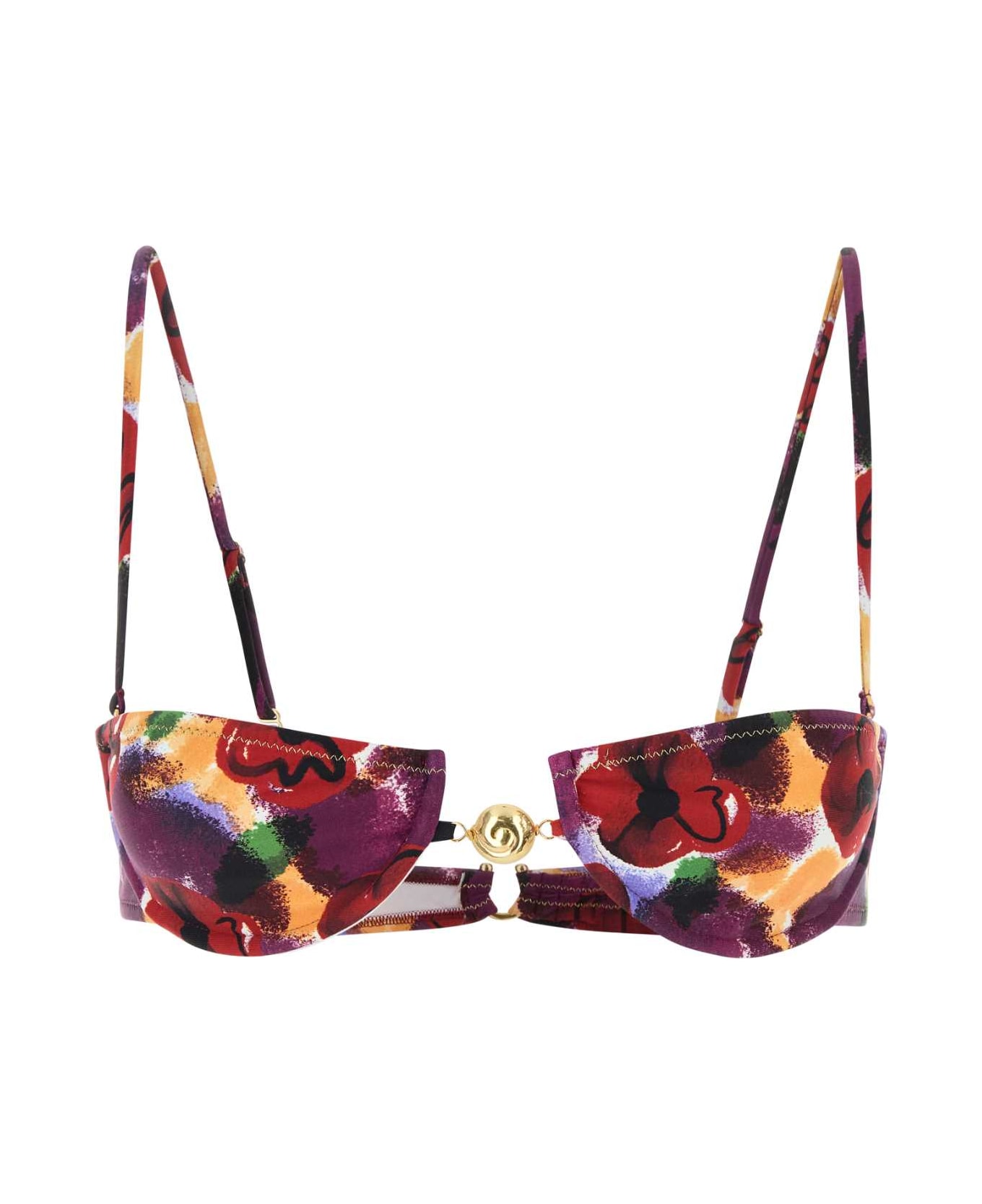 Reina Olga Printed Stretch Nylon Hommond Bikini Top - PORTORAFAEL