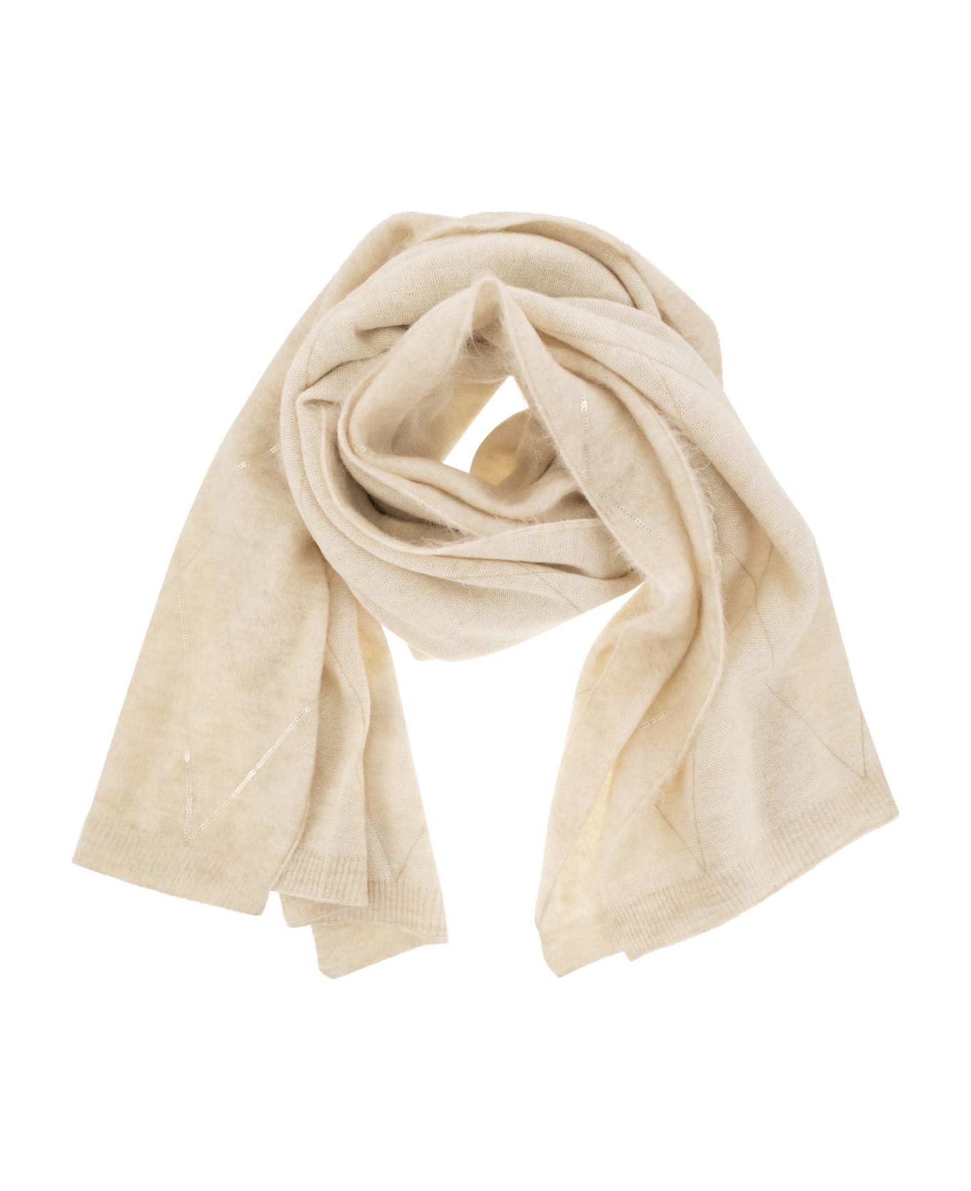 Brunello Cucinelli Scarf With Micro-sequins - Sand