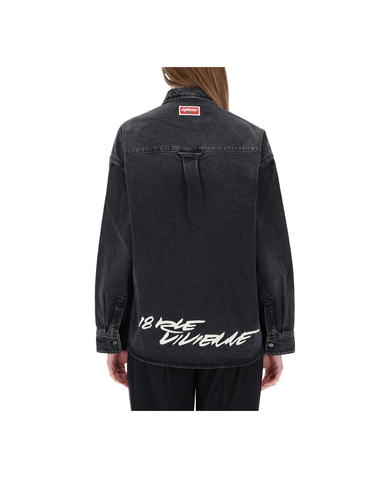 Kenzo "workwear" Shirt With Kenzo X Futura 2000 Embroidery - BLACK