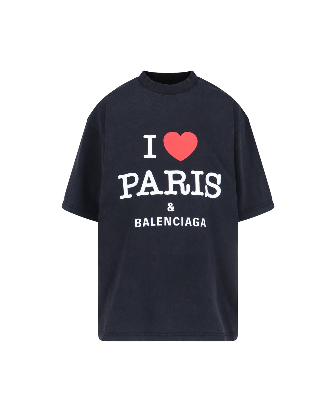 Balenciaga 'i Love Paris' T-shirt - FADED WASHED BLACK