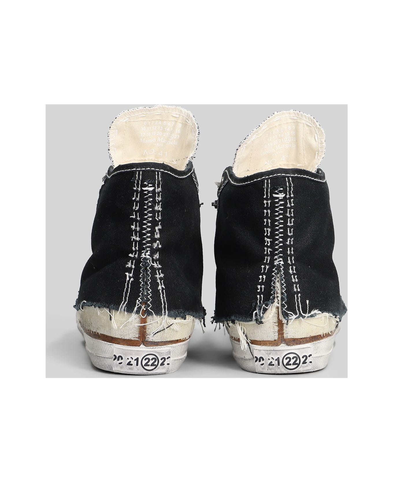 Maison Margiela Loved To Death Sneakers In Black Cotton - black