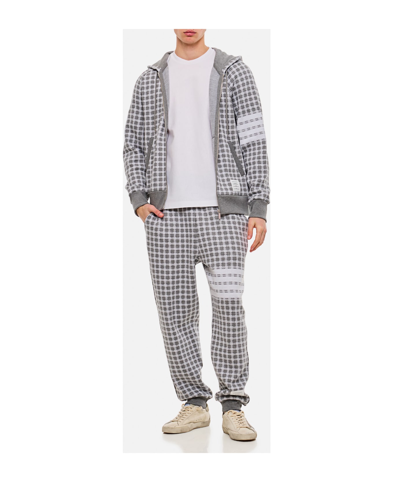 Thom Browne Check 4 Bar Cotton Sweatpants - Grey スウェットパンツ