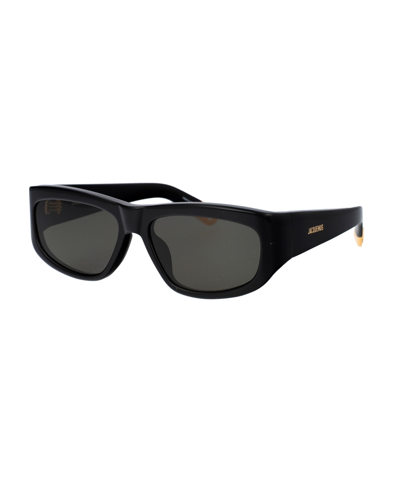 Jacquemus Pilota Sunglasses - 01 BLACK/ YELLOW GOLD/ GREY