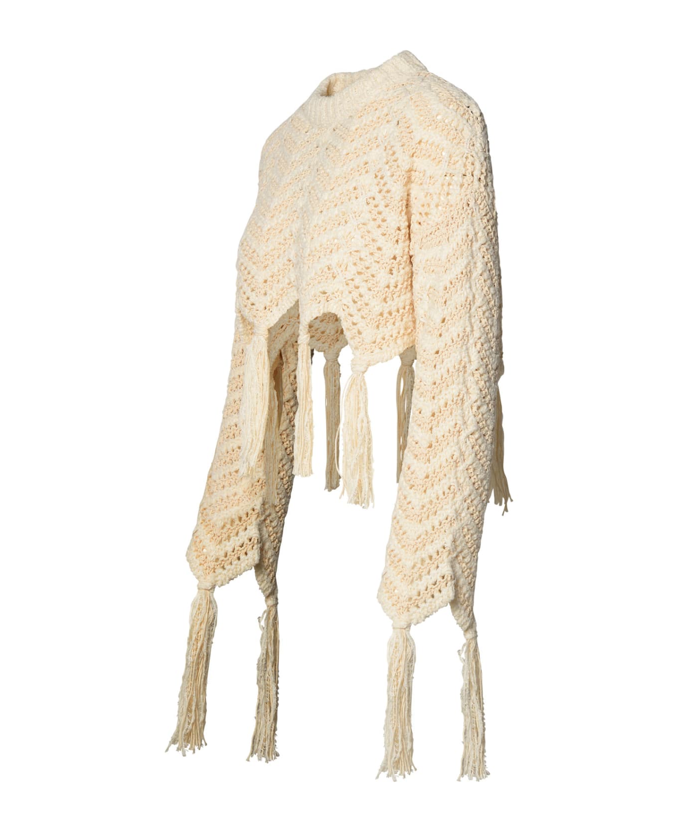 Alanui Linen Blend Cropped Sweater - Cream ニットウェア