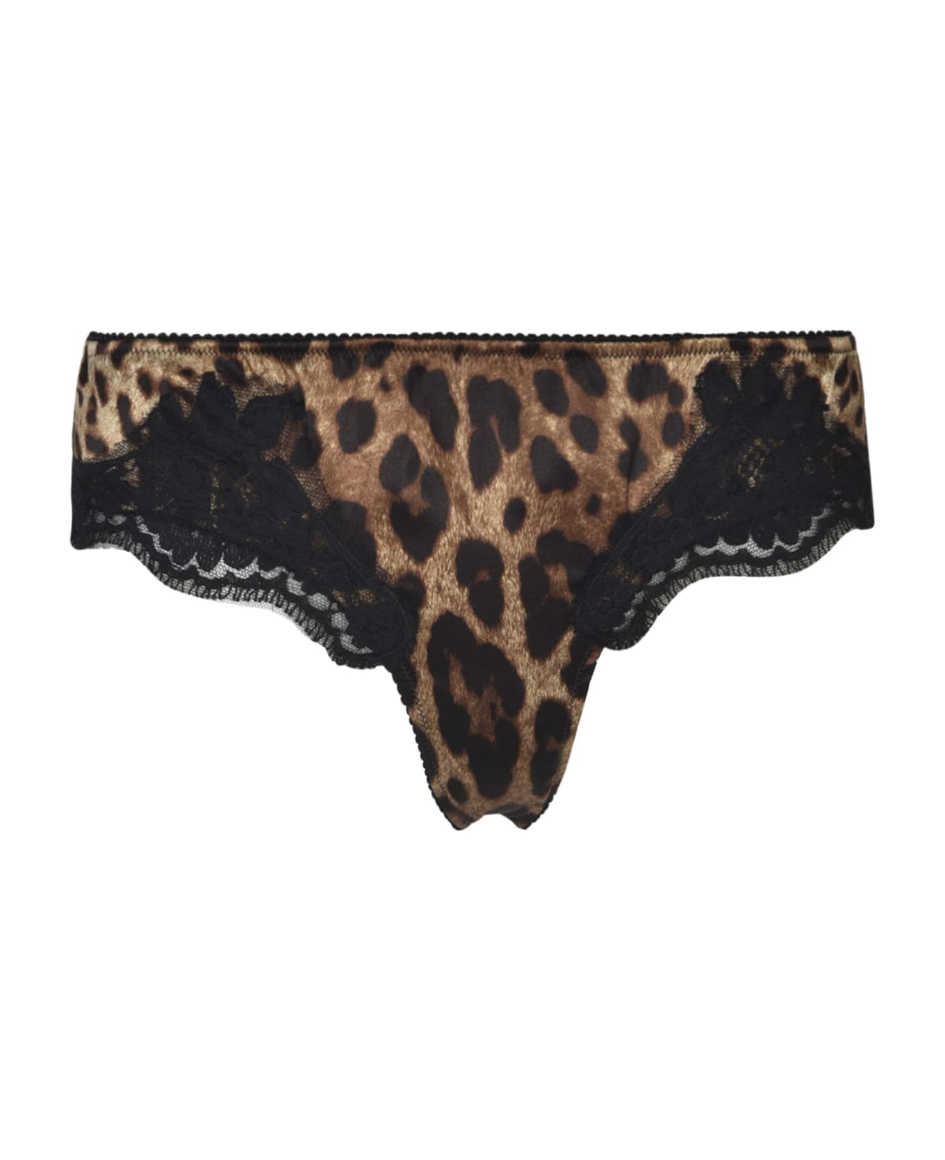 Dolce & Gabbana Animalier Print Lace Paneled Panties - Leopard