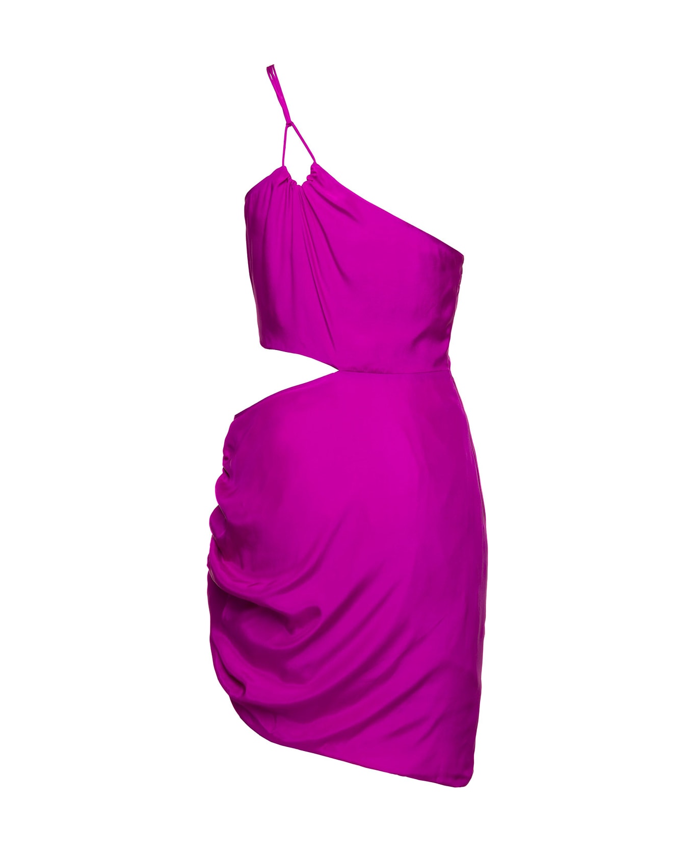 GAUGE81 'midori' One-shoulder Mini Hot Pink Dress With Cut-out Detail In Silk Woman Gauge81 - Fuxia