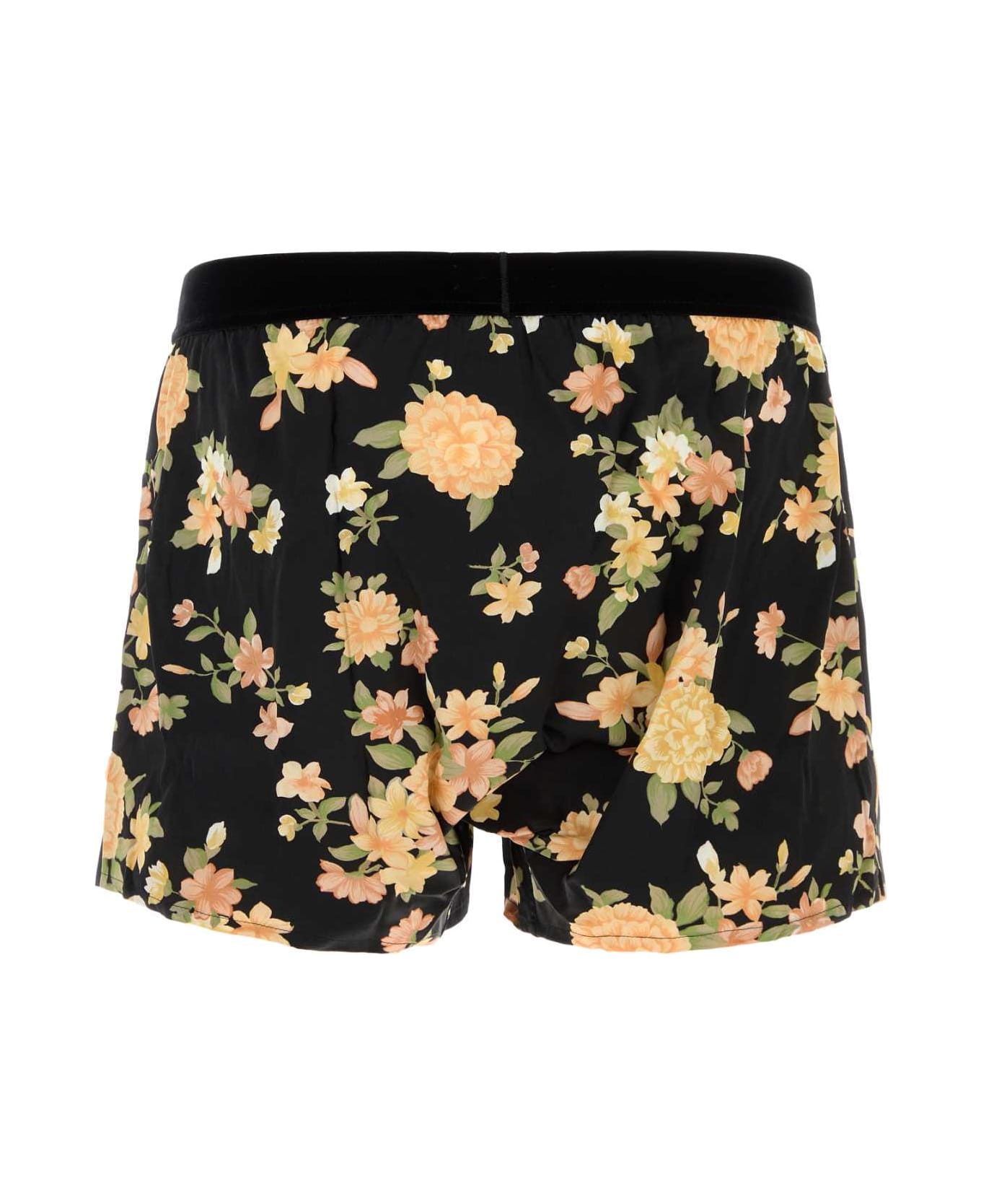 Tom Ford Printed Stretch Satin Boxer - BLACKPEACH