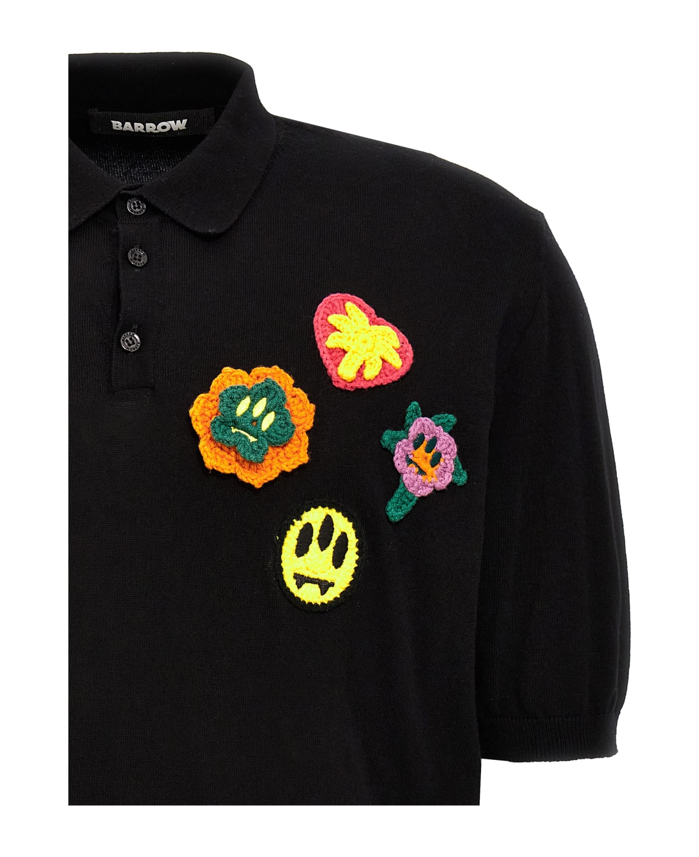 Barrow Crochet Embroidery Polo Shirt - Black  
