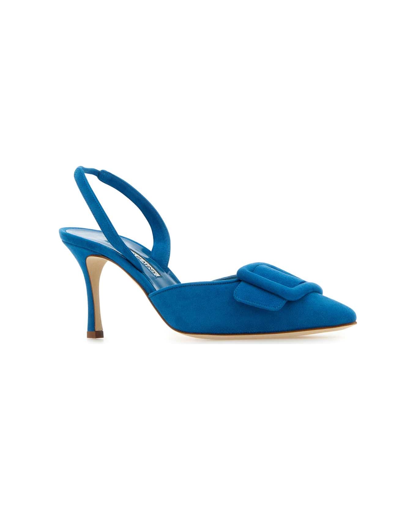 Manolo Blahnik Denim Blue Suede Maysli Pumps - BBLU