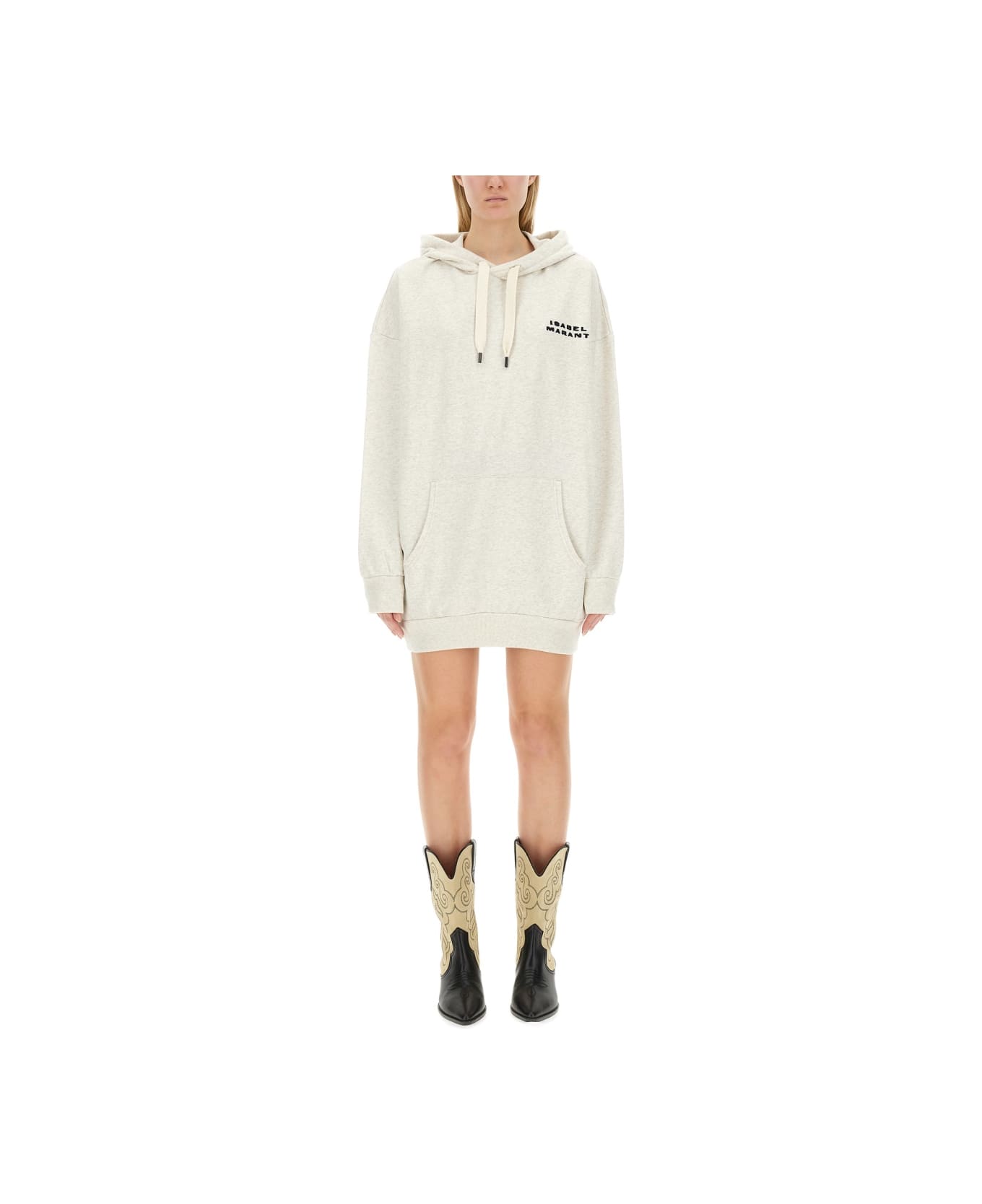 Isabel Marant Oversized Hoodie With Contrasting Logo Print - Beige フリース