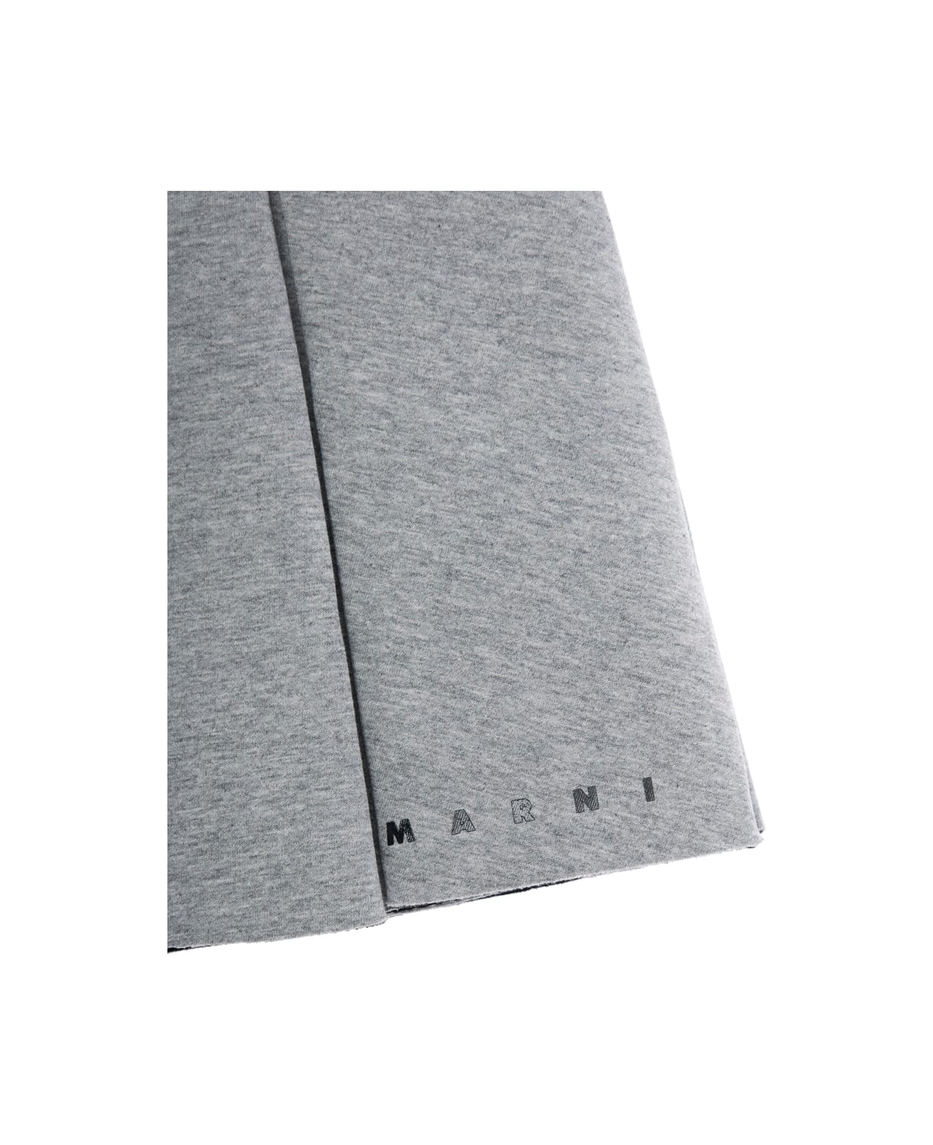 Marni Grey Pleated Skirt With Logo On Front In Cotton Girl - Grey