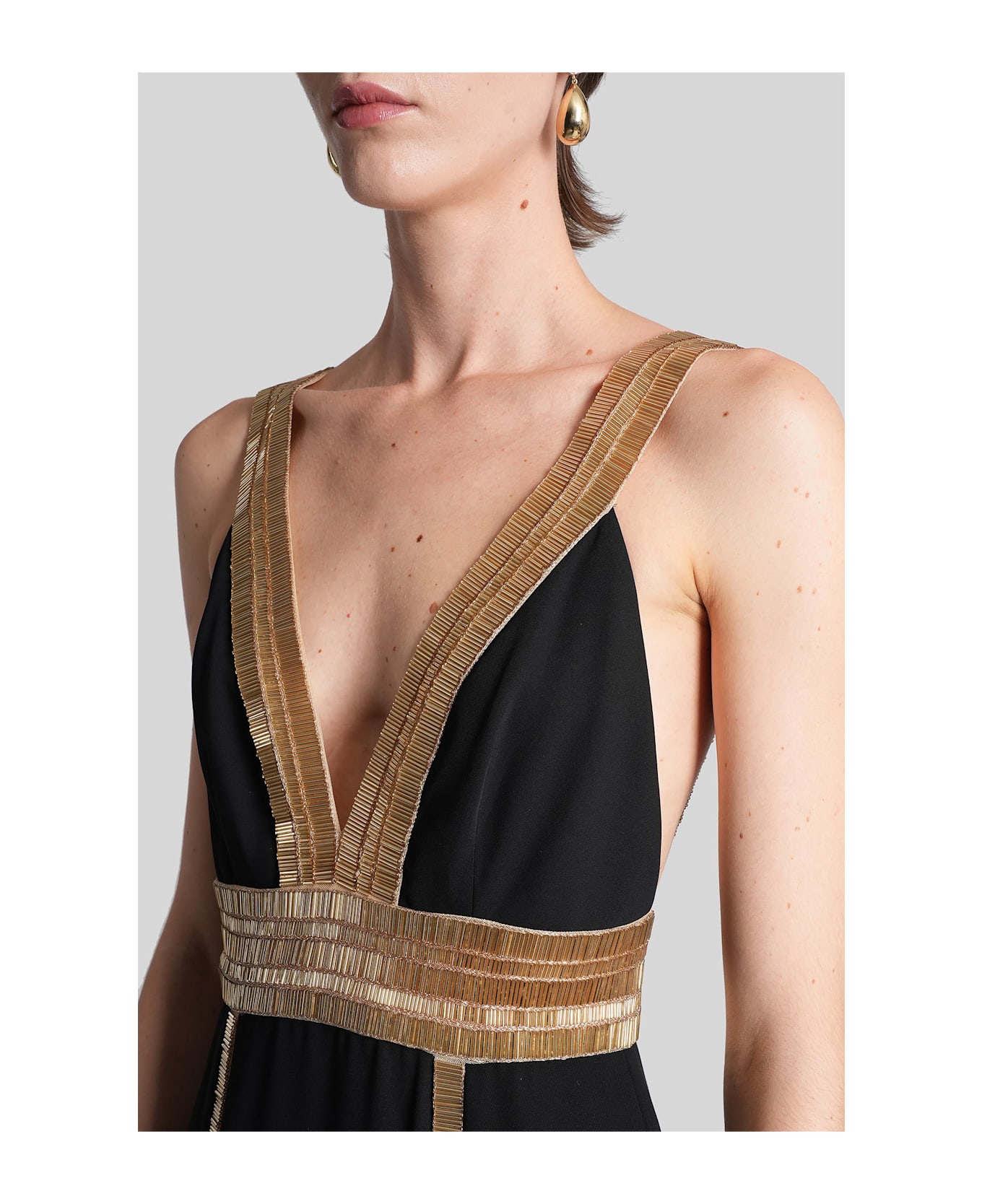 Costarellos Lucine Long Dress In Black Polyester - black