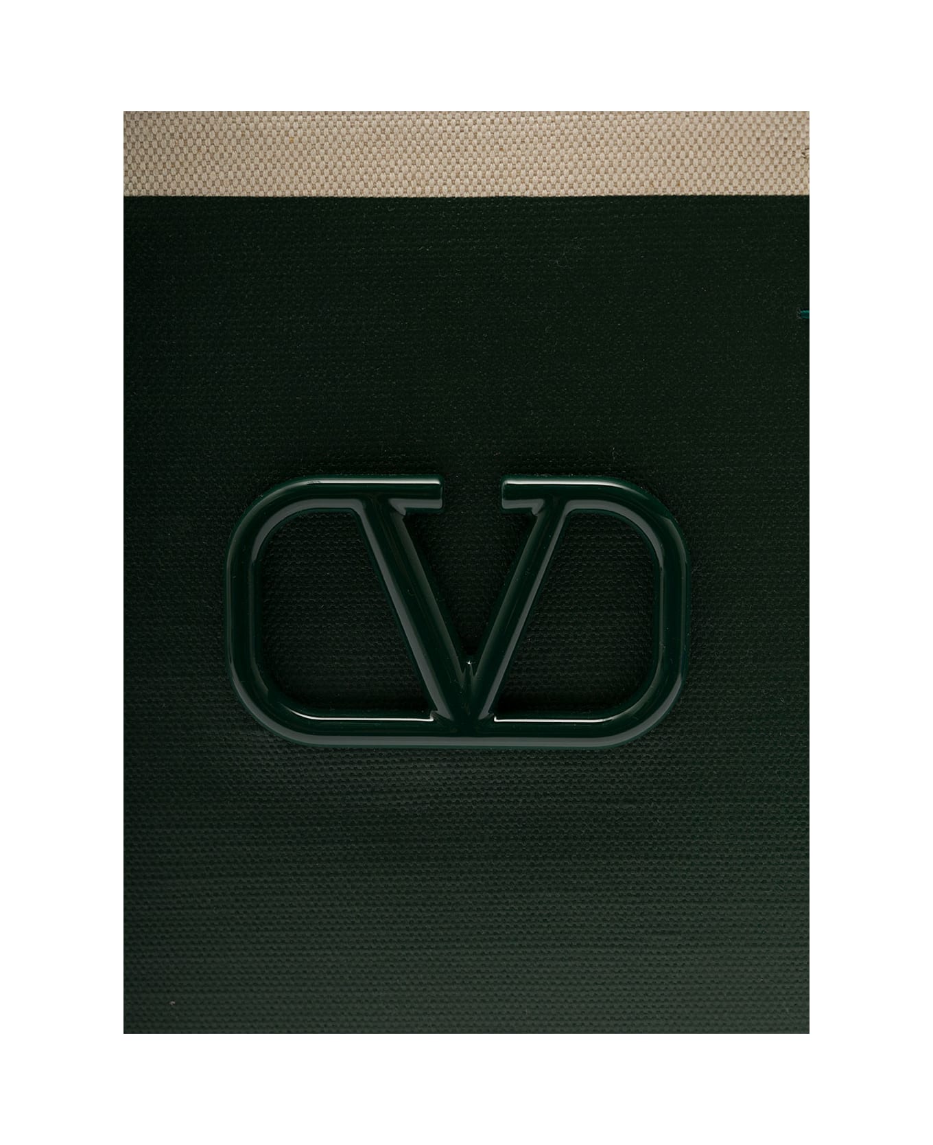 Valentino Garavani Two-tone Canvas Vlogo Shopping Bag - Green