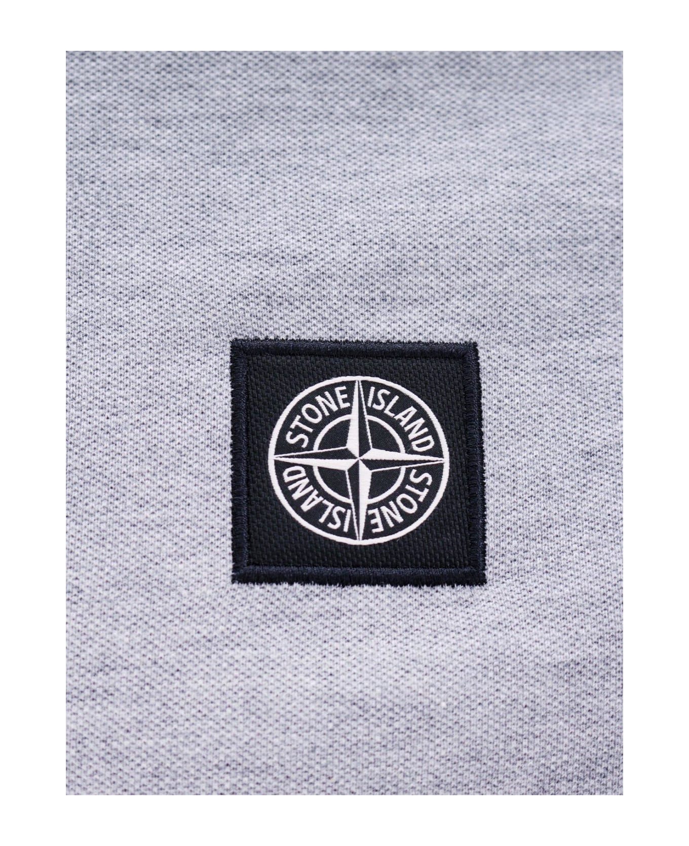 Stone Island Compass Logo Embroidered Short-sleeved Polo Shirt - Grey
