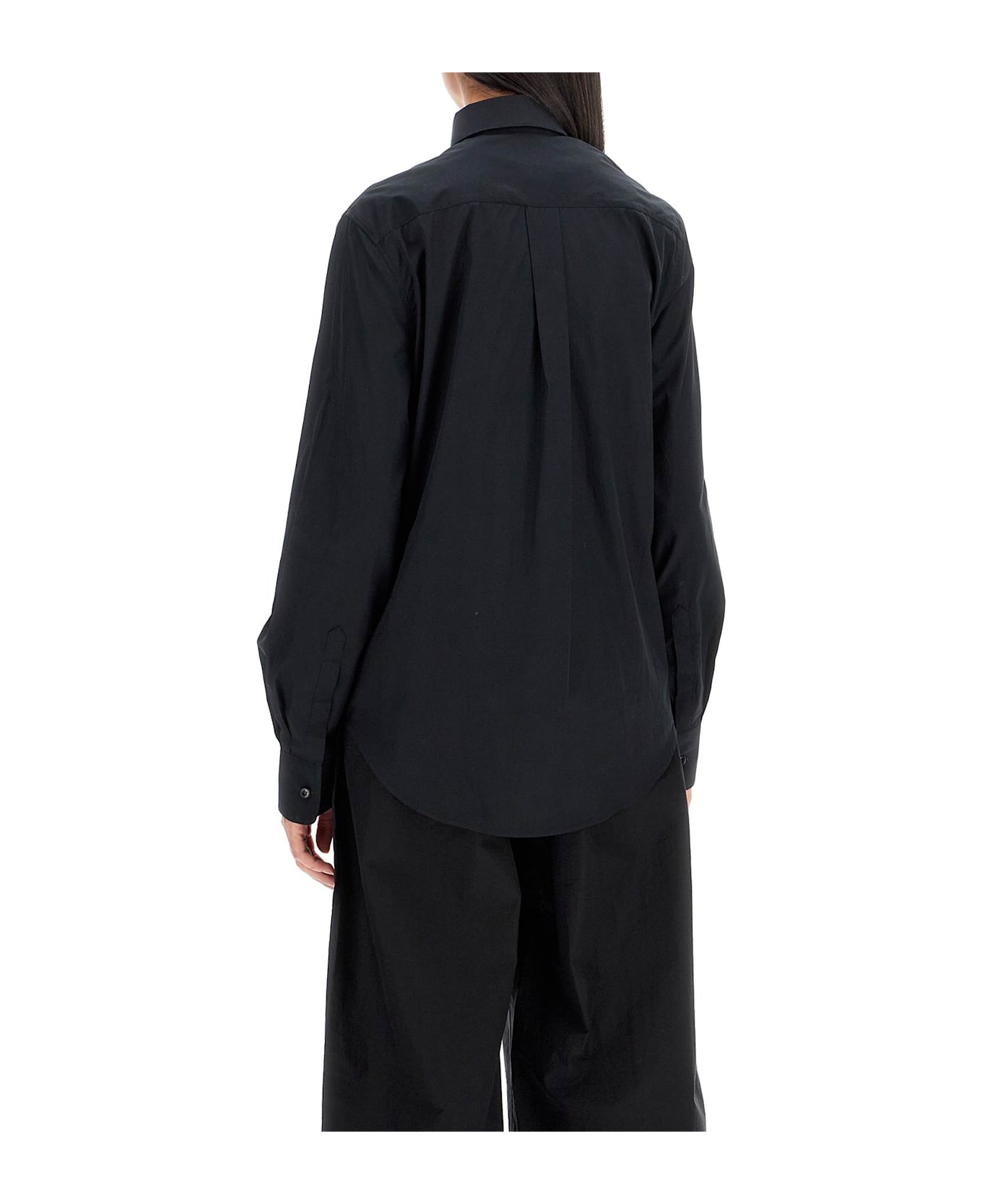 WARDROBE.NYC Flared Cotton Shirt For Women - BLACK (Black)