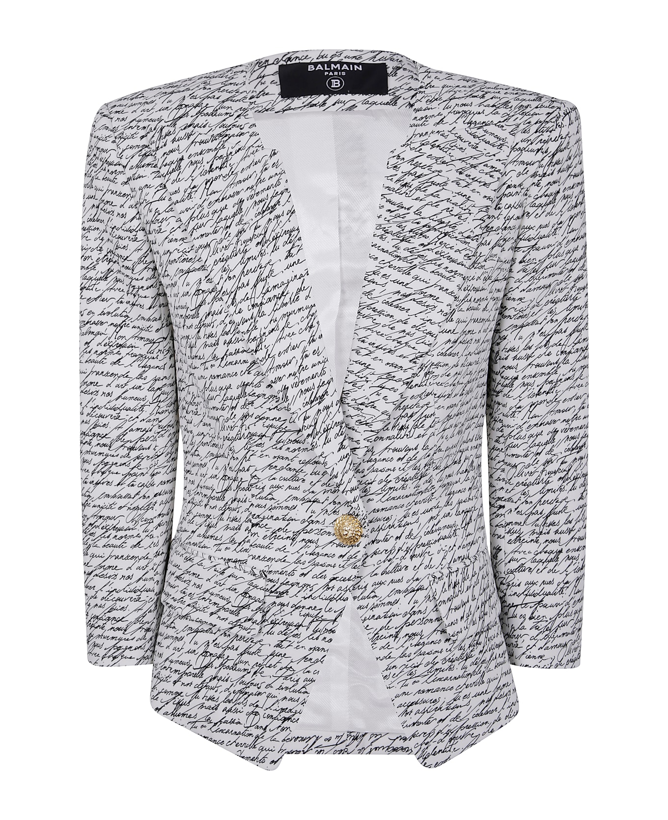 Balmain 1 Btn Love Letter Print Tailored Jacket - Gab White Black