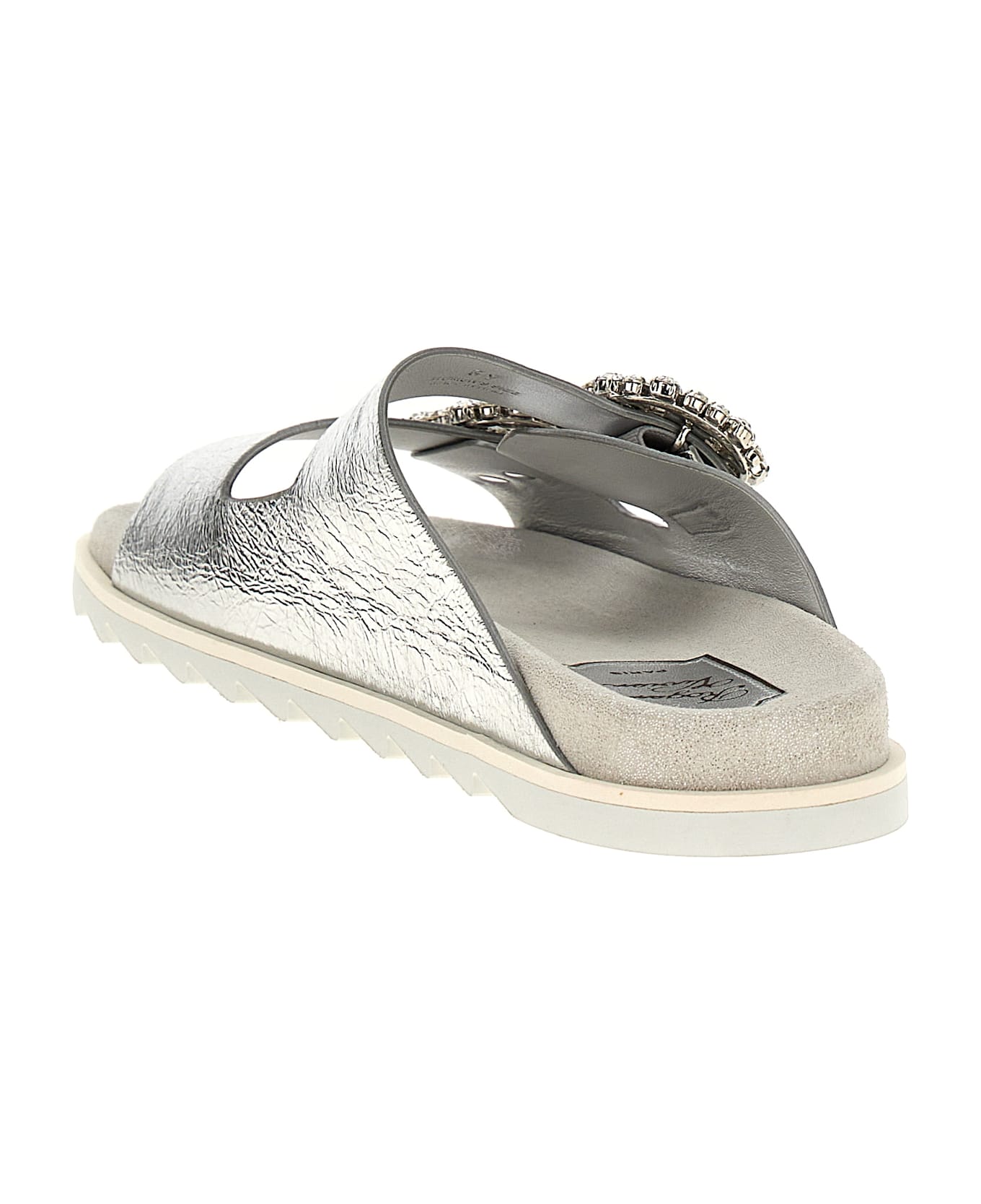 Roger Vivier Slidy Viv Rhinestone Sandals - Silver