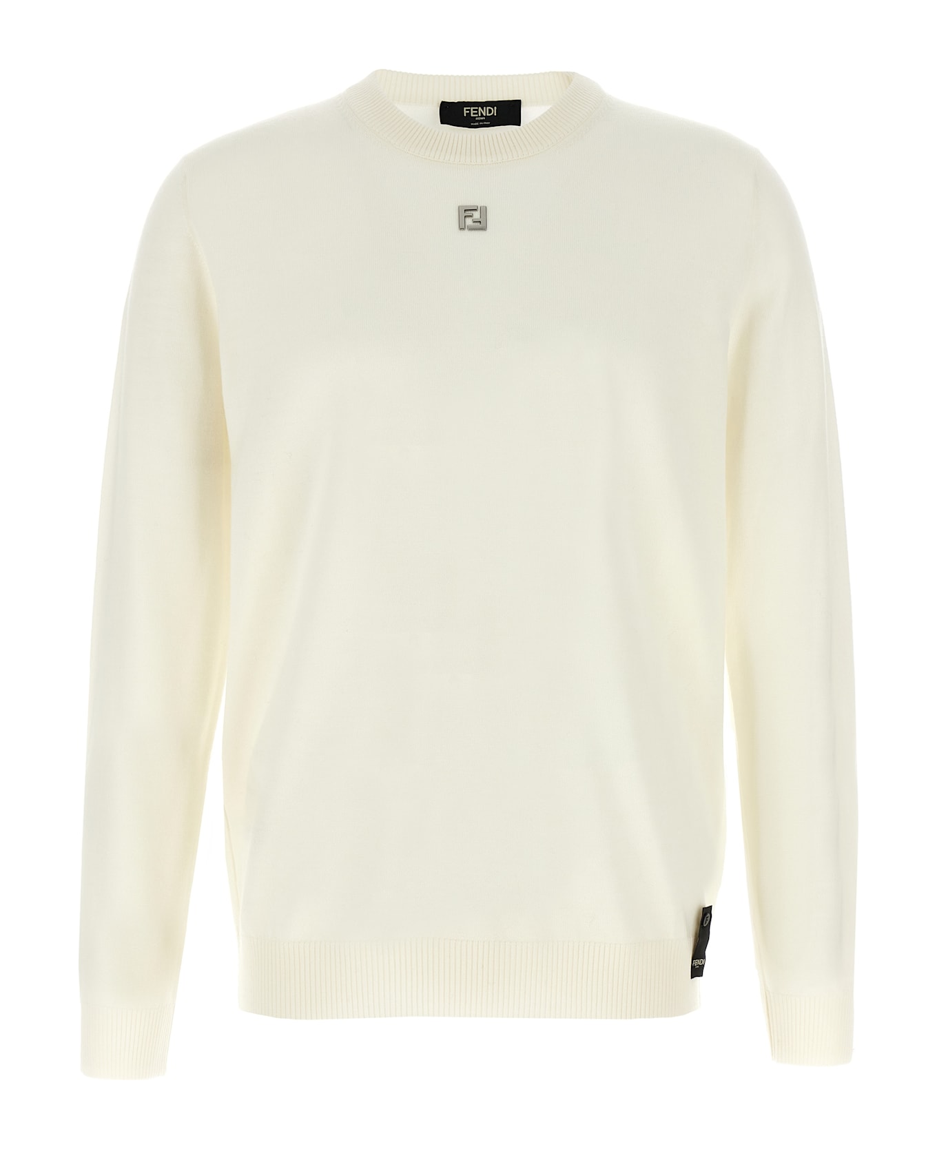 Fendi Ff Logo Sweater - Bianco