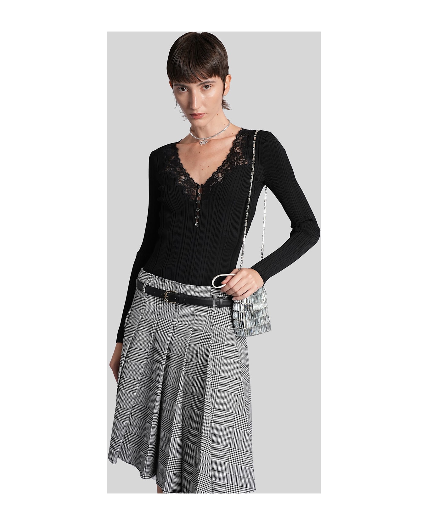 self-portrait Topwear In Black Viscose - black