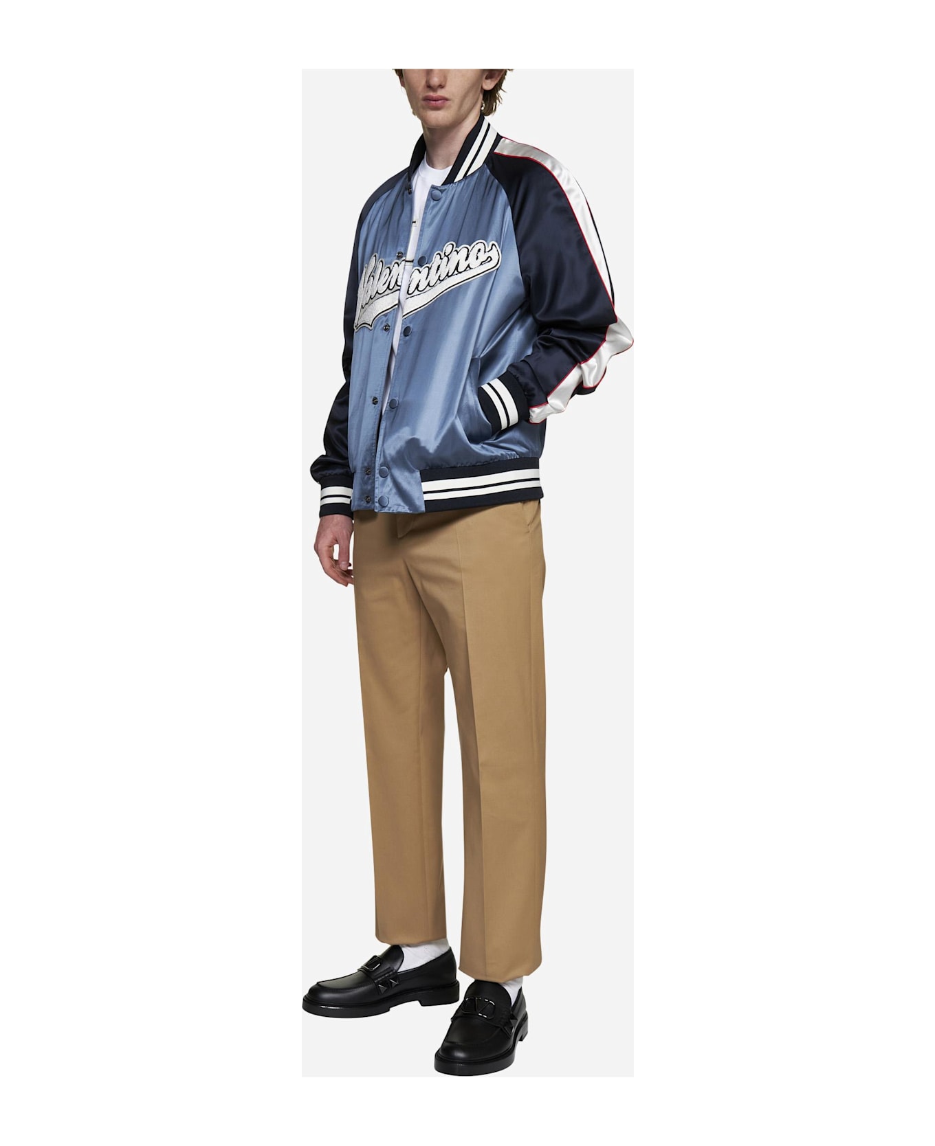 Valentino Garavani Logo-patch Viscose And Cotton Bomber Jacket - 7NA