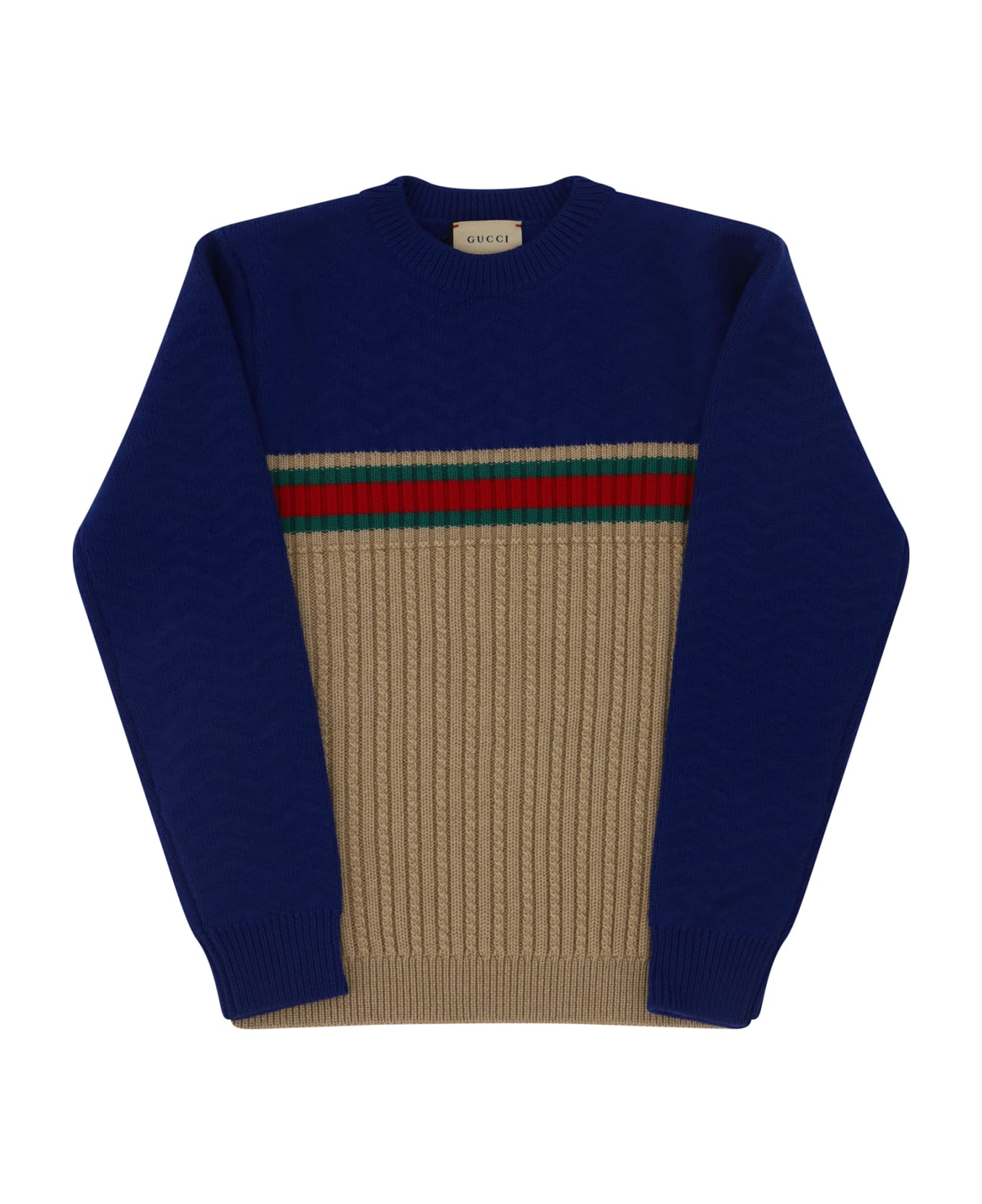 Gucci Sweater For Boy - Camel/cobalt/mc ニットウェア＆スウェットシャツ
