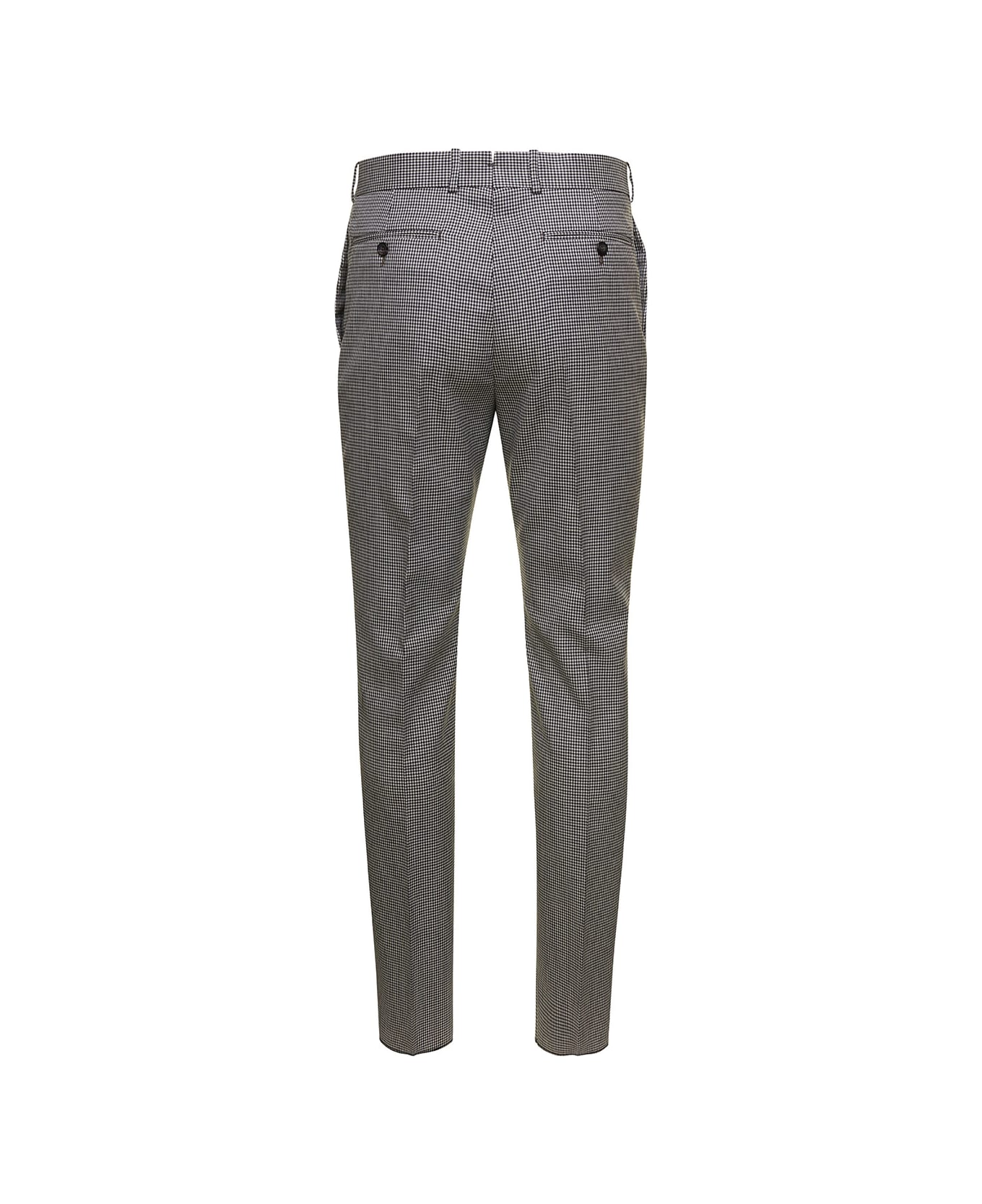 Alexander McQueen Grey Cigarette Pants With Houndstooth Pattern In Wool Man - Grey