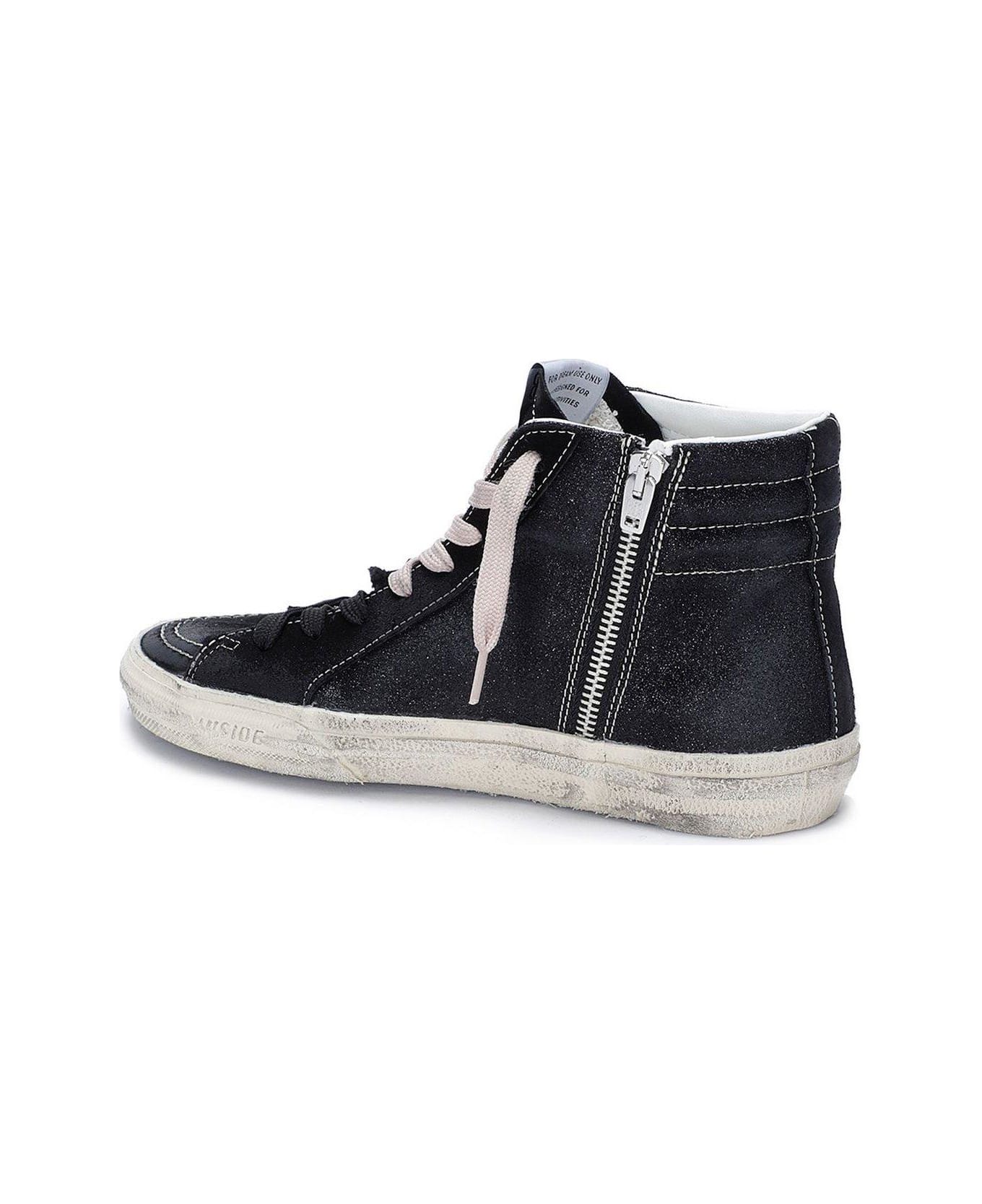 Golden Goose Slide Classic Glittered Sneakers - Nero
