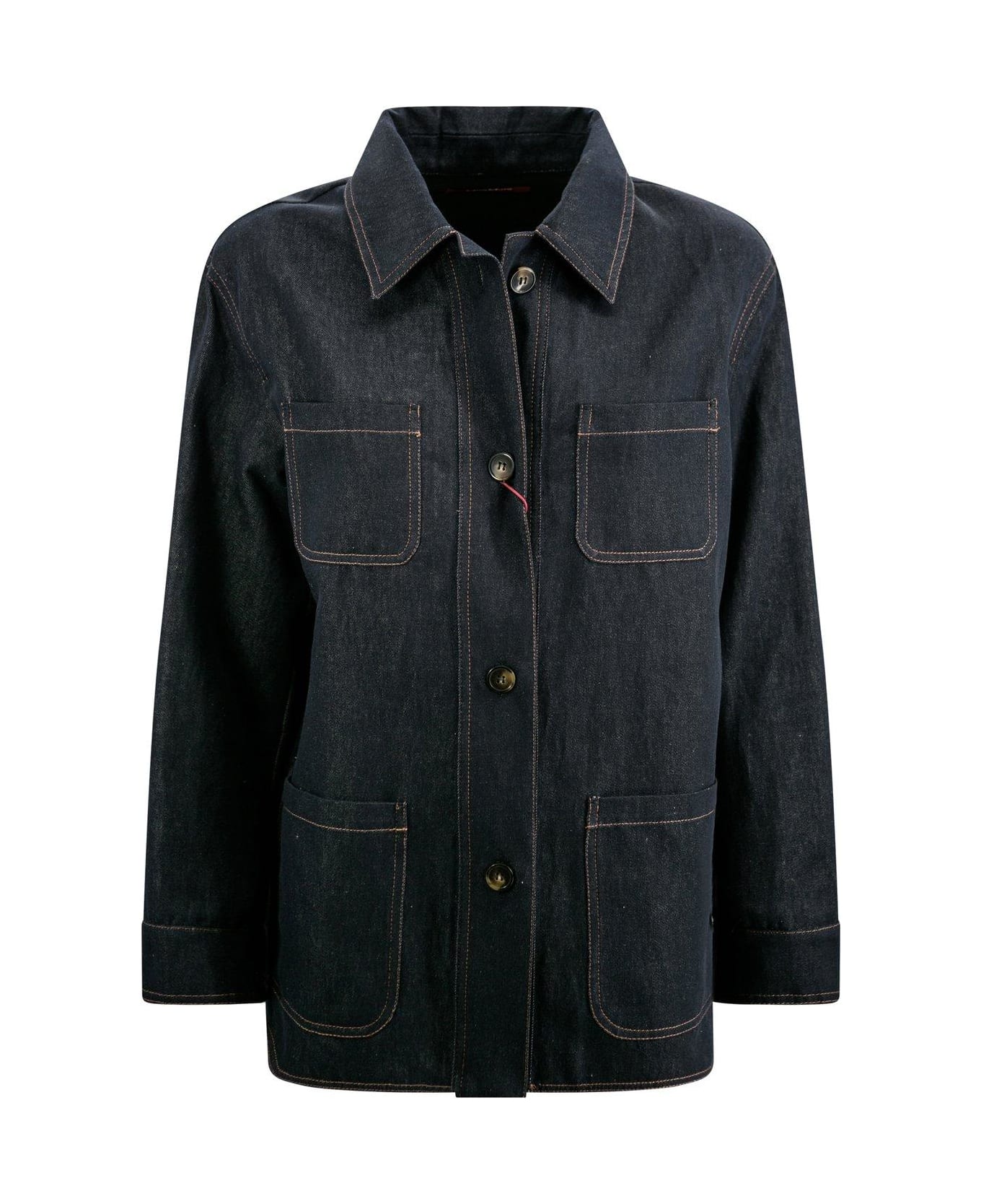 Max Mara Studio Buttoned Long-sleeved Jacket - Blue