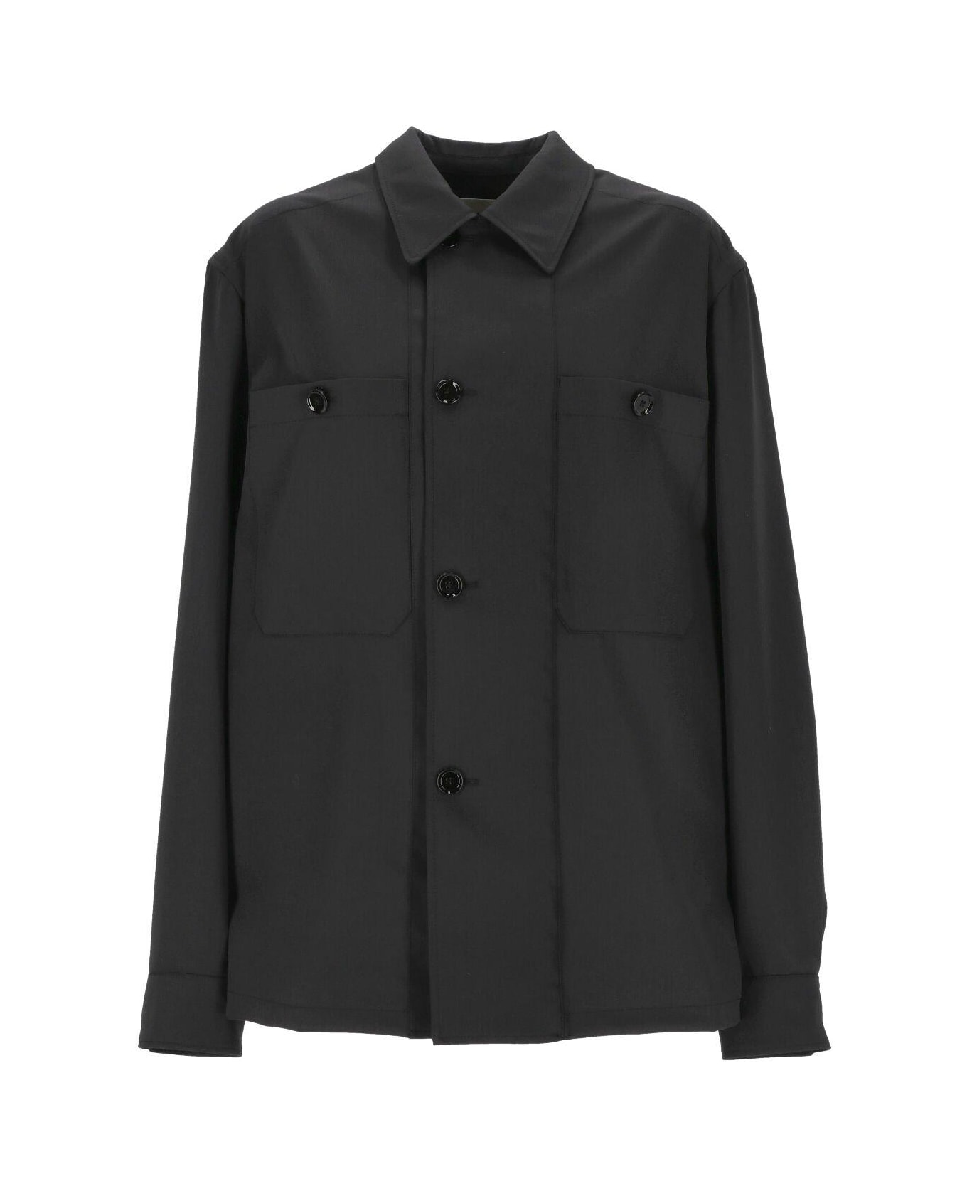 Lemaire Lon Sleeved Buttoned Shirt Jacket - Nero
