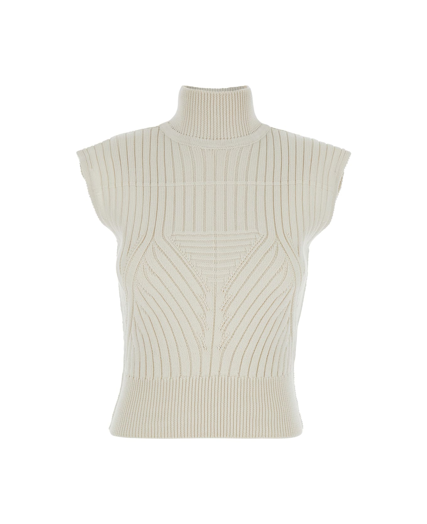 Rick Owens White Sleeveless Top With High-neck In Virgin Wool Woman - White